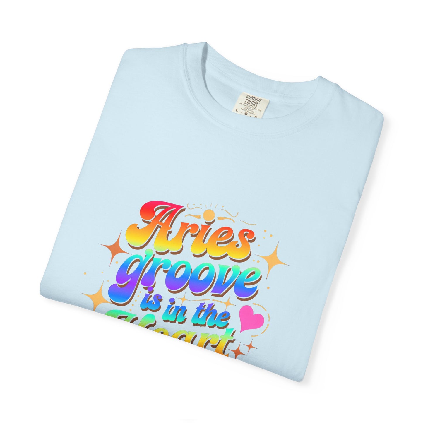 Aries Groove Is in the Heart – Rainbow Retro Zodiac Tee