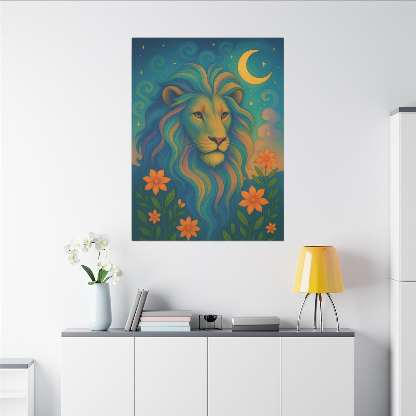 Starlit Lion – Regal Radiance Wall Art (Leo Inspired)