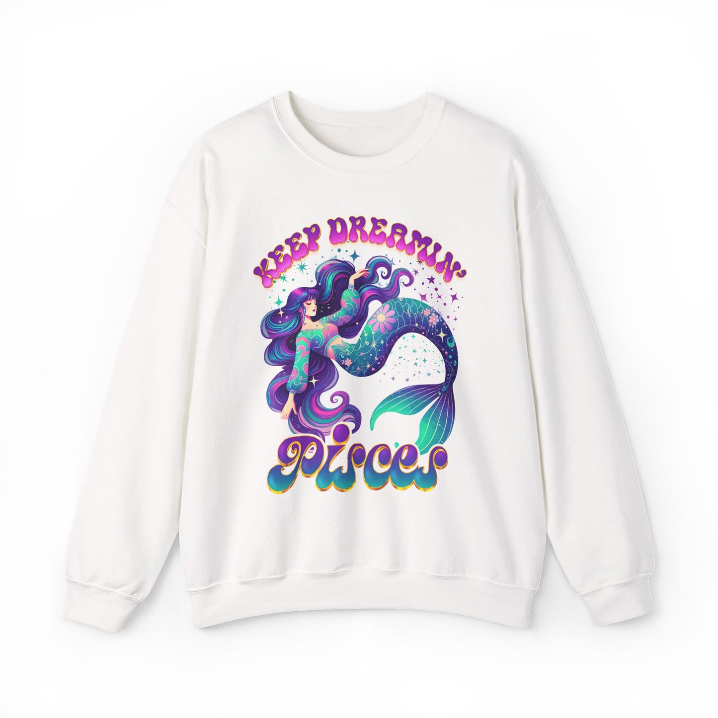 Keep Dreamin’ Pisces Sweatshirt | Celestial Mermaid Zodiac Crewneck | Cozy Astrology Gift for Dreamers | Water Sign Horoscope Apparel | Soft Star Sign Pullover