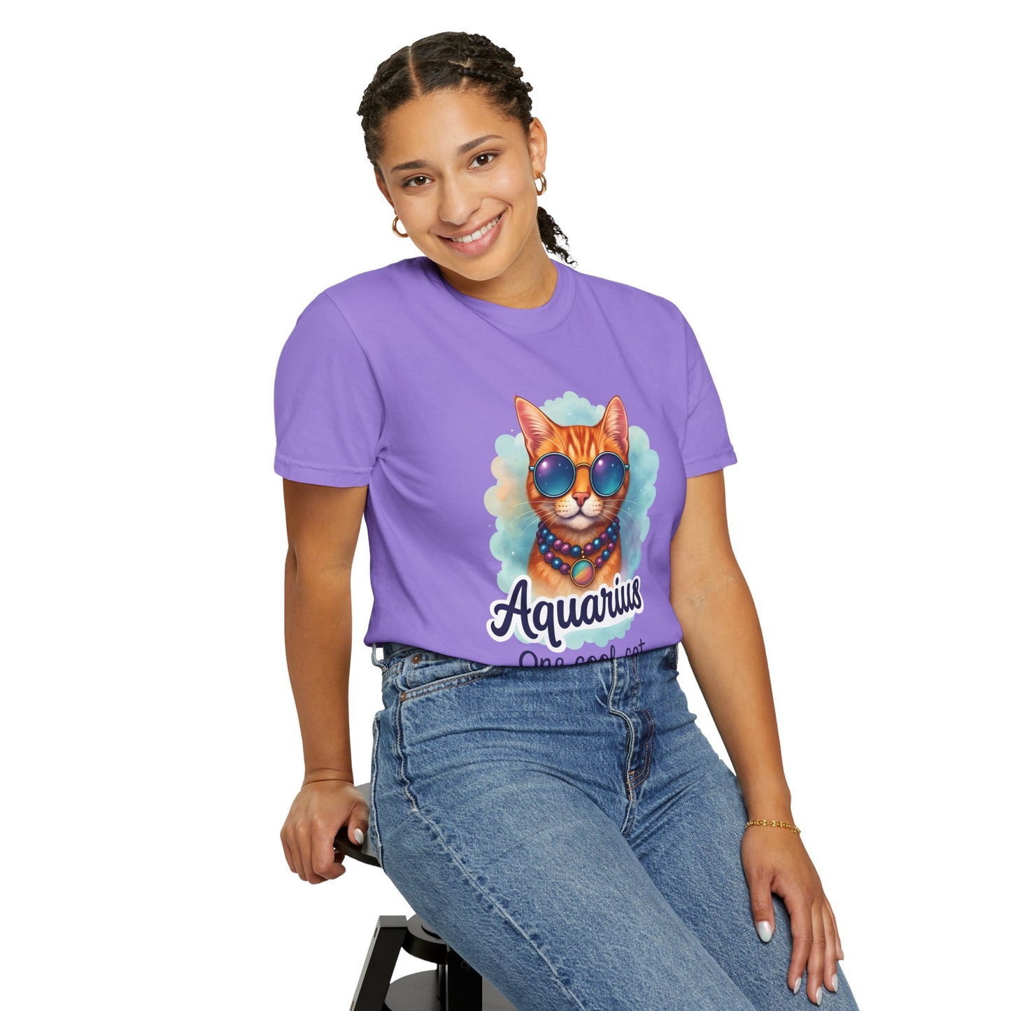 Aquarius One Cool Cat – Groovy Cosmic Kitty T-shirt
