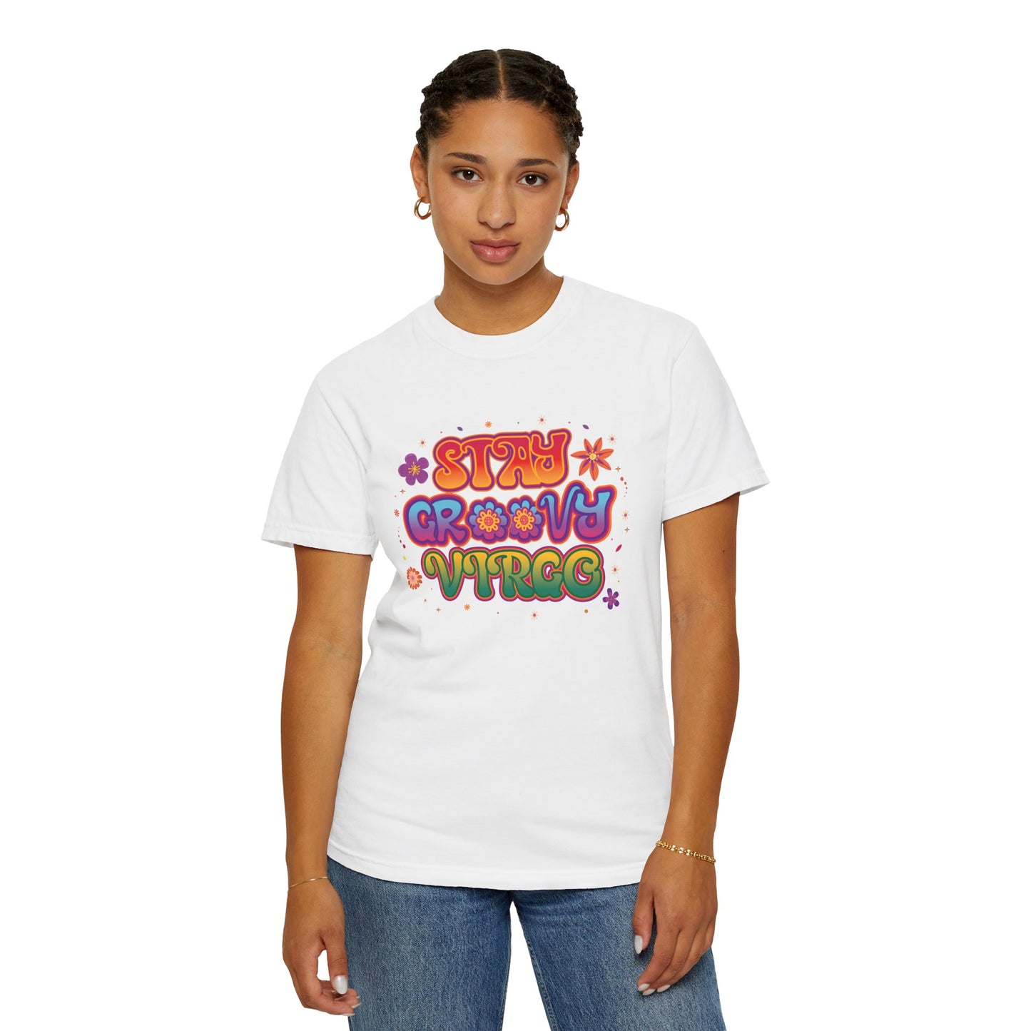 STAY GROOVY VIRGO – Retro Psychedelic Zodiac Tee