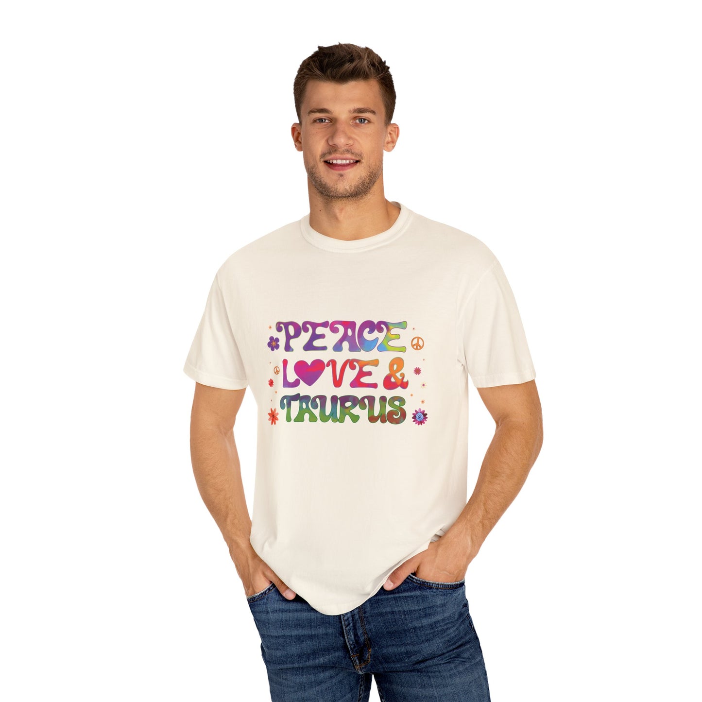 Peace Love & Taurus – Earthy Retro Zodiac Tee