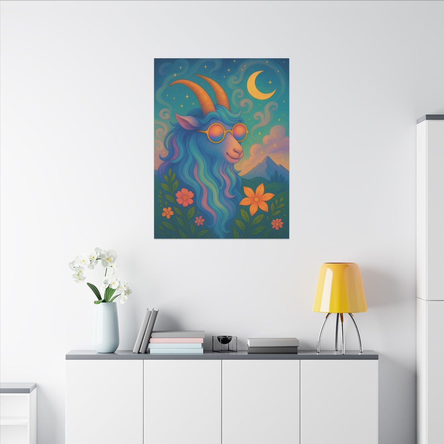 Capricorn Dreams – Radiant Retro Goat Wall Art