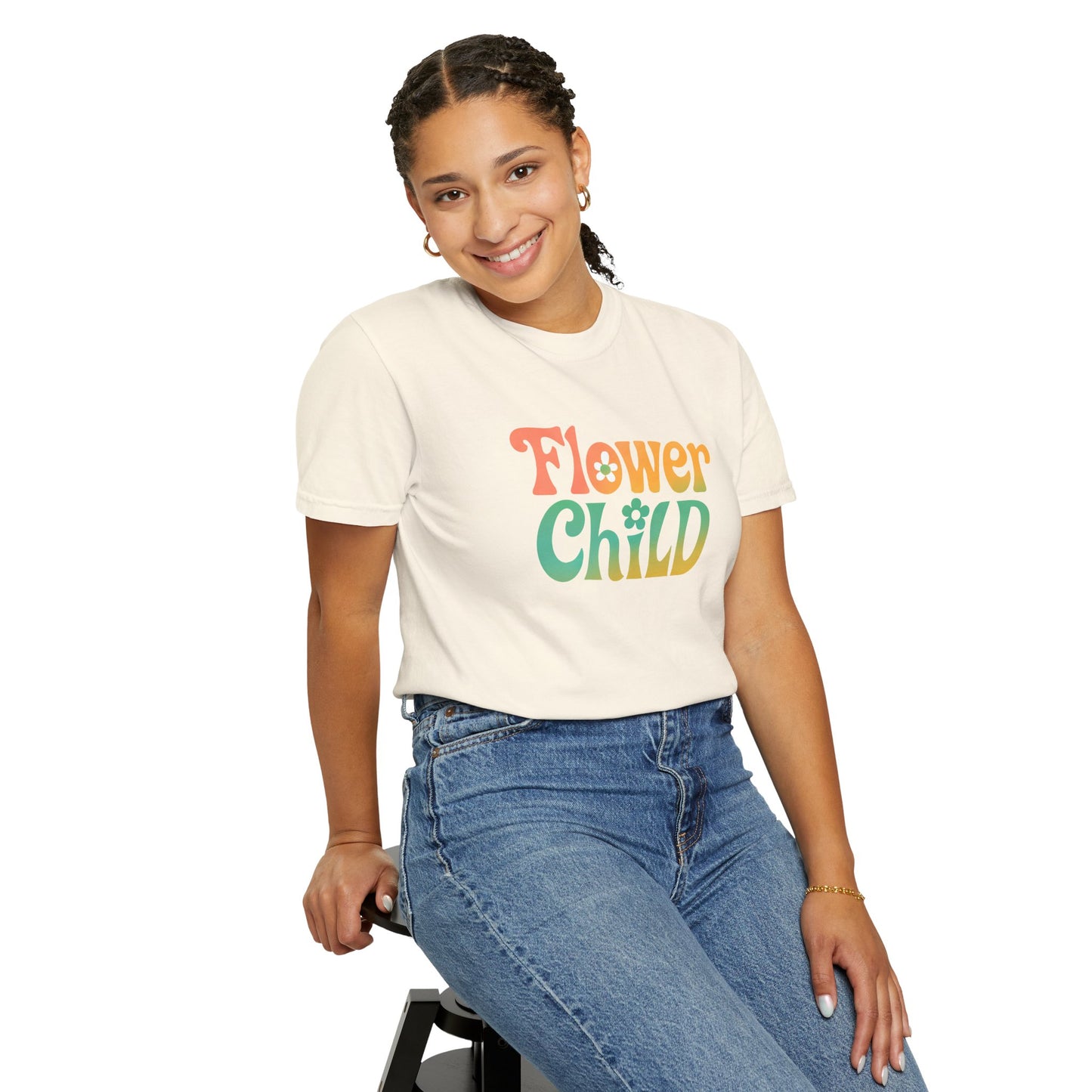 Flower Child Retro Colorful Tee – Groovy 70s Comfort Colors Shirt