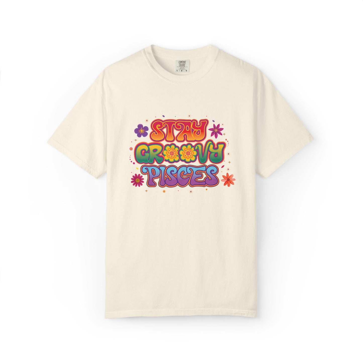 Stay Groovy Pisces - Retro Flower Power Zodiac Tee