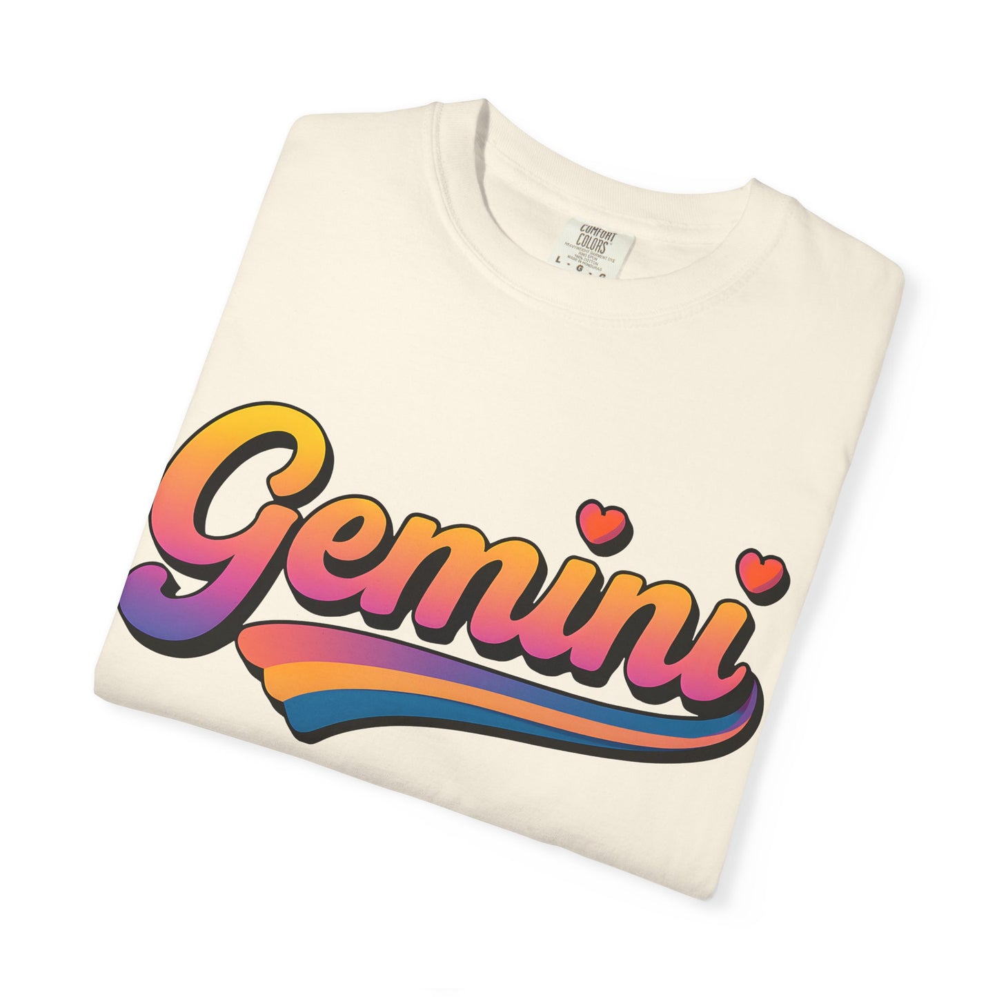 Gemini Retro Rainbow Heart Astrology Tee