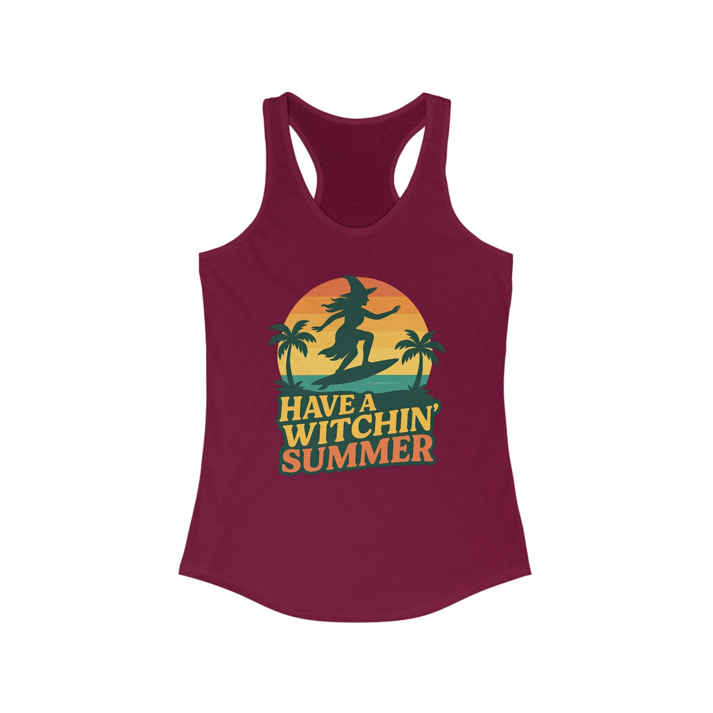 Have a Witchin’ Summer Racerback Tank - Surfing Witch Beach Shirt