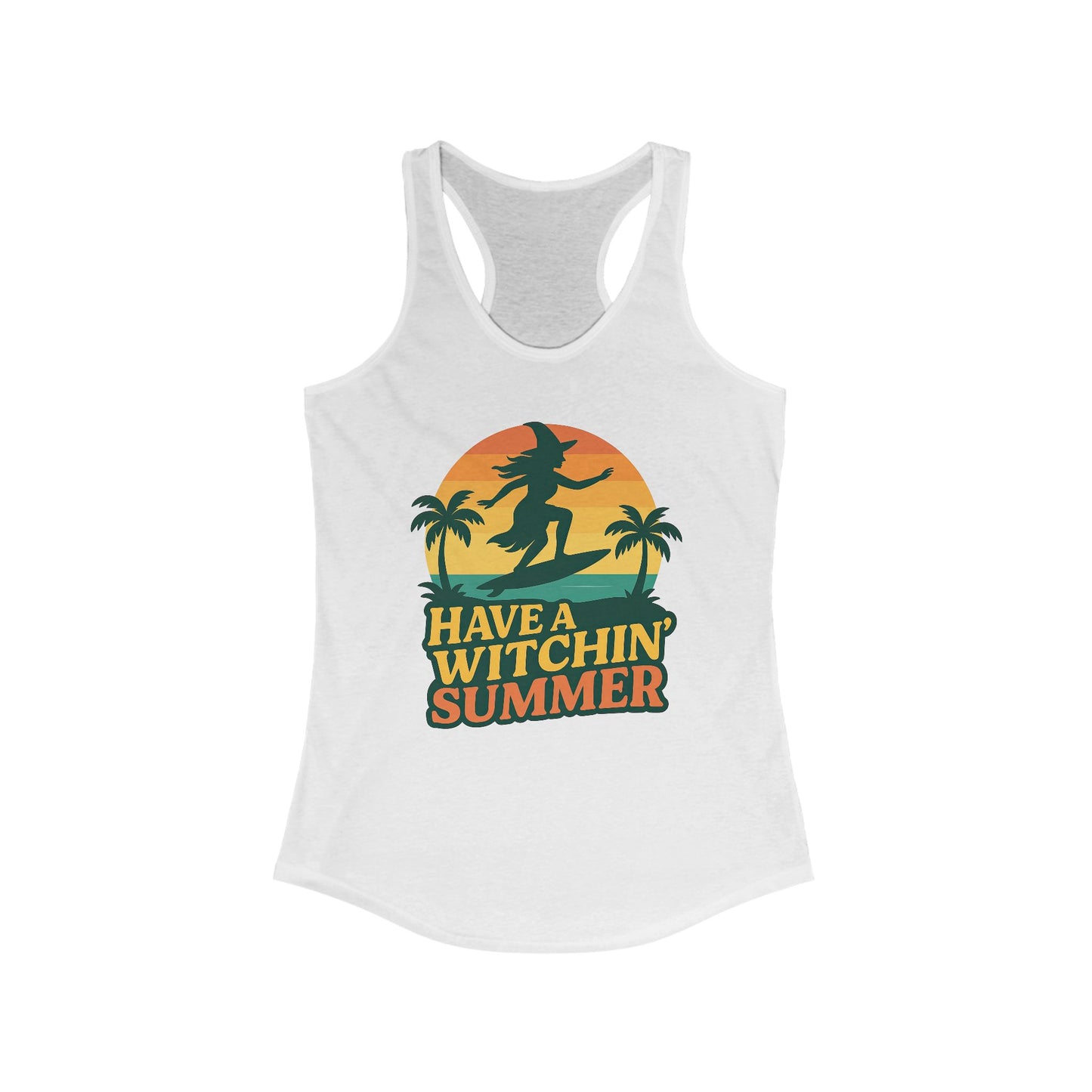 Have a Witchin’ Summer Racerback Tank - Surfing Witch Beach Shirt