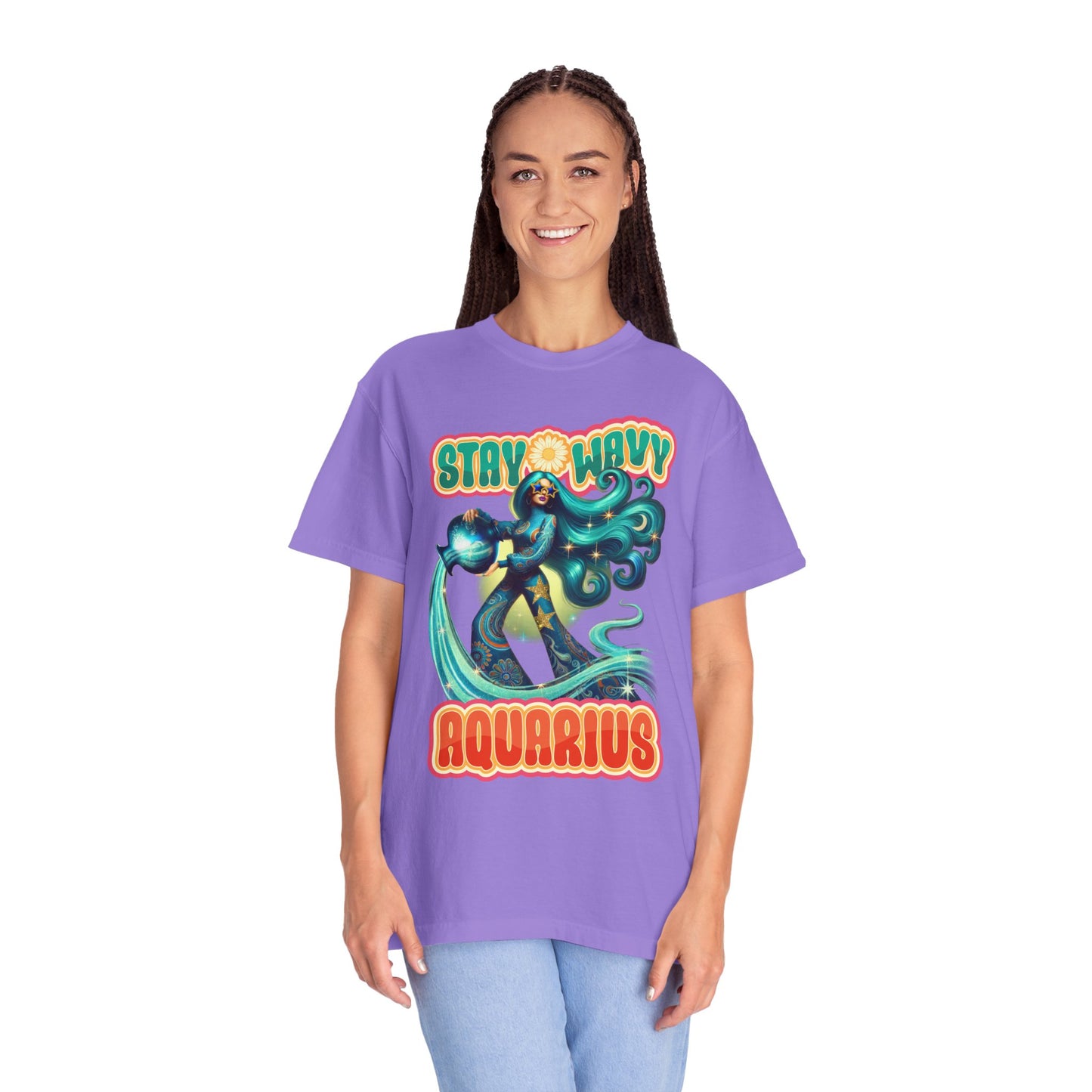 Stay Wavy Aquarius – Retro Water Bearer Zodiac Tee