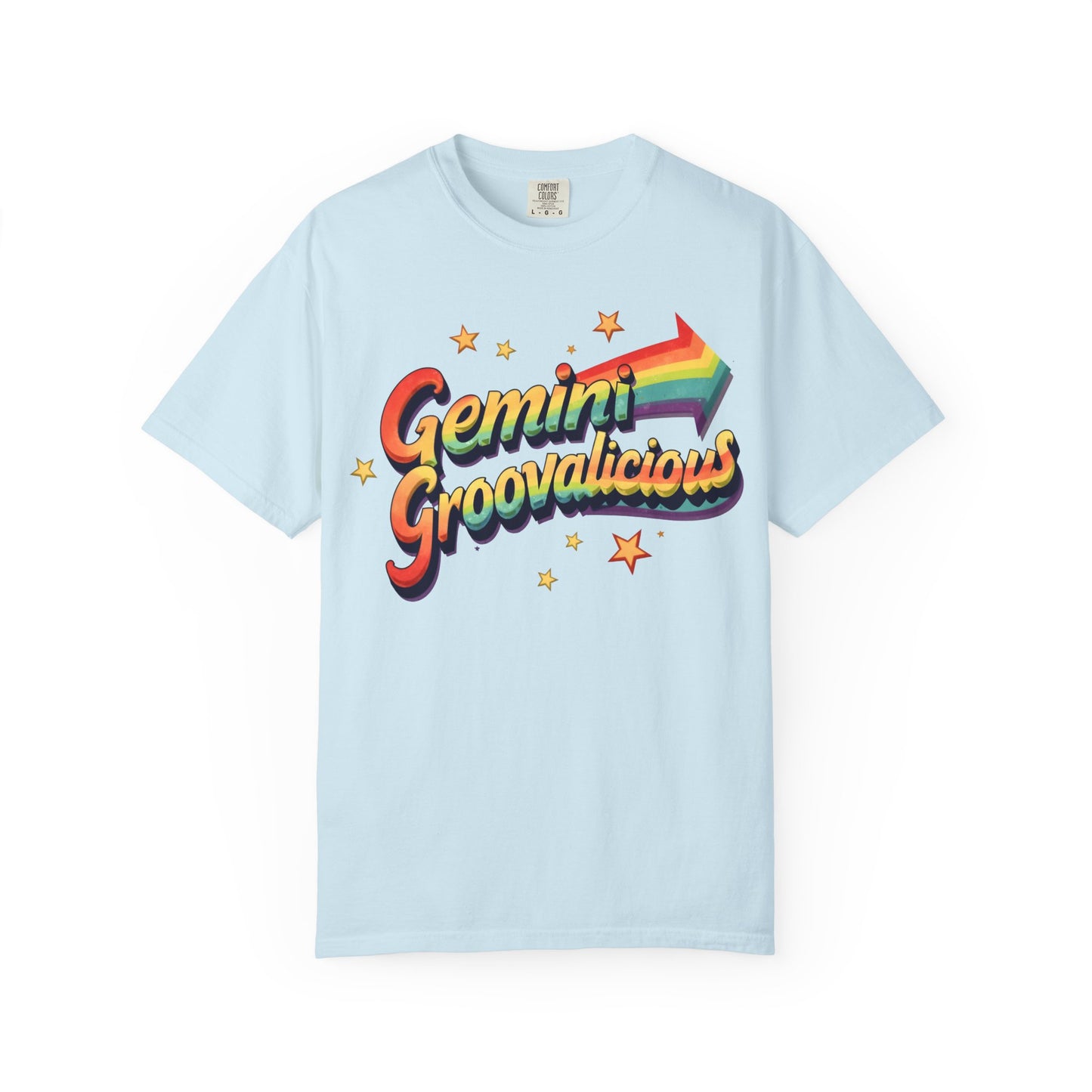 Gemini Groovalicious - Retro Rainbow Arrow Zodiac Tee