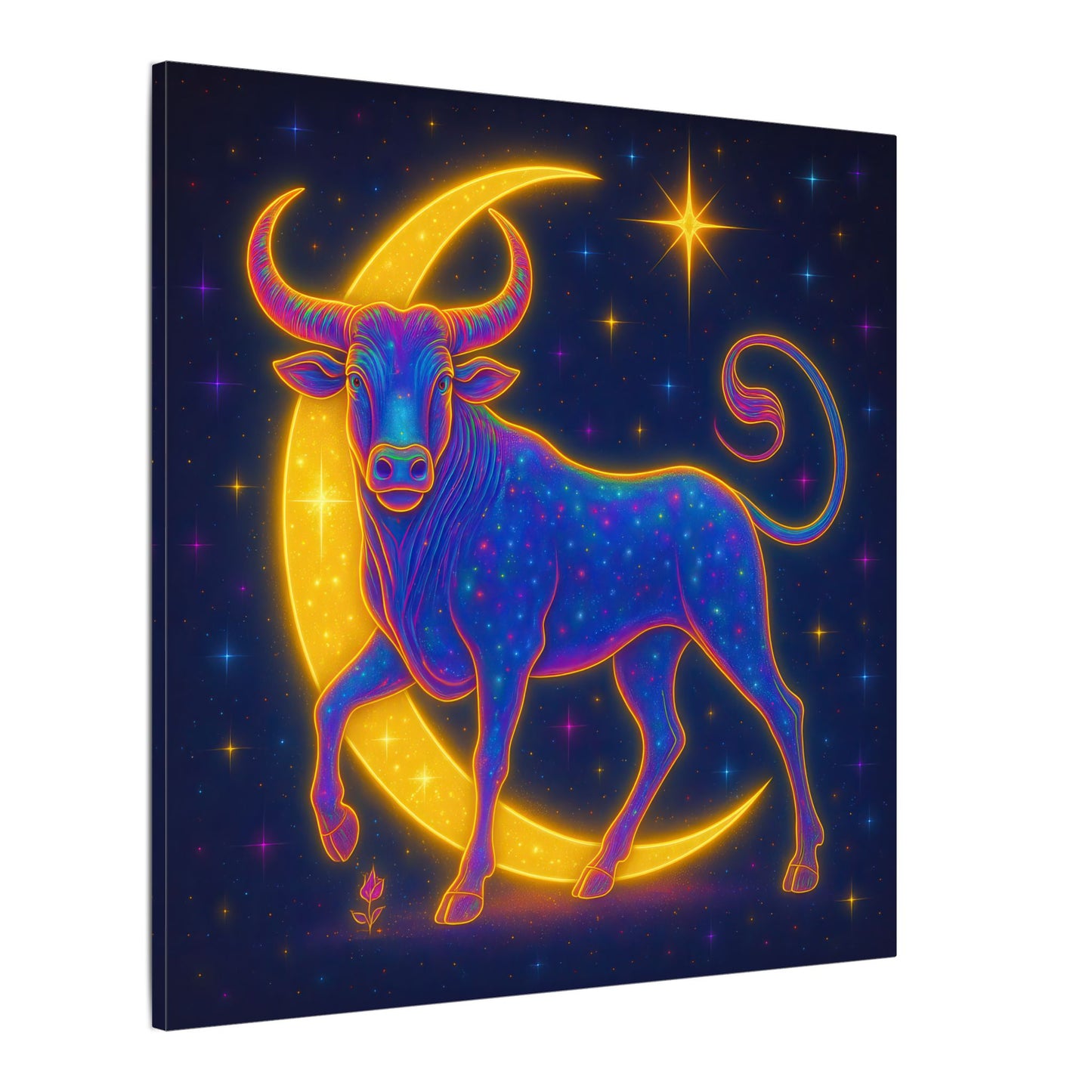 Radiant Rainbow Bull – Celestial Wall Art (Taurus Inspired)