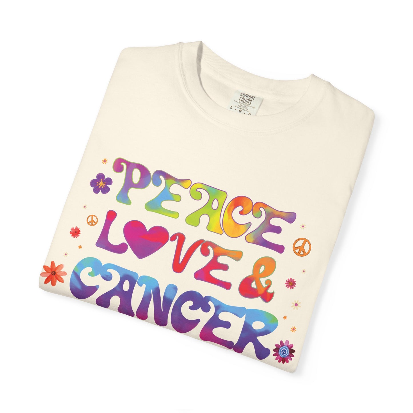 Peace Love & Cancer – Groovy Zodiac Retro Tee