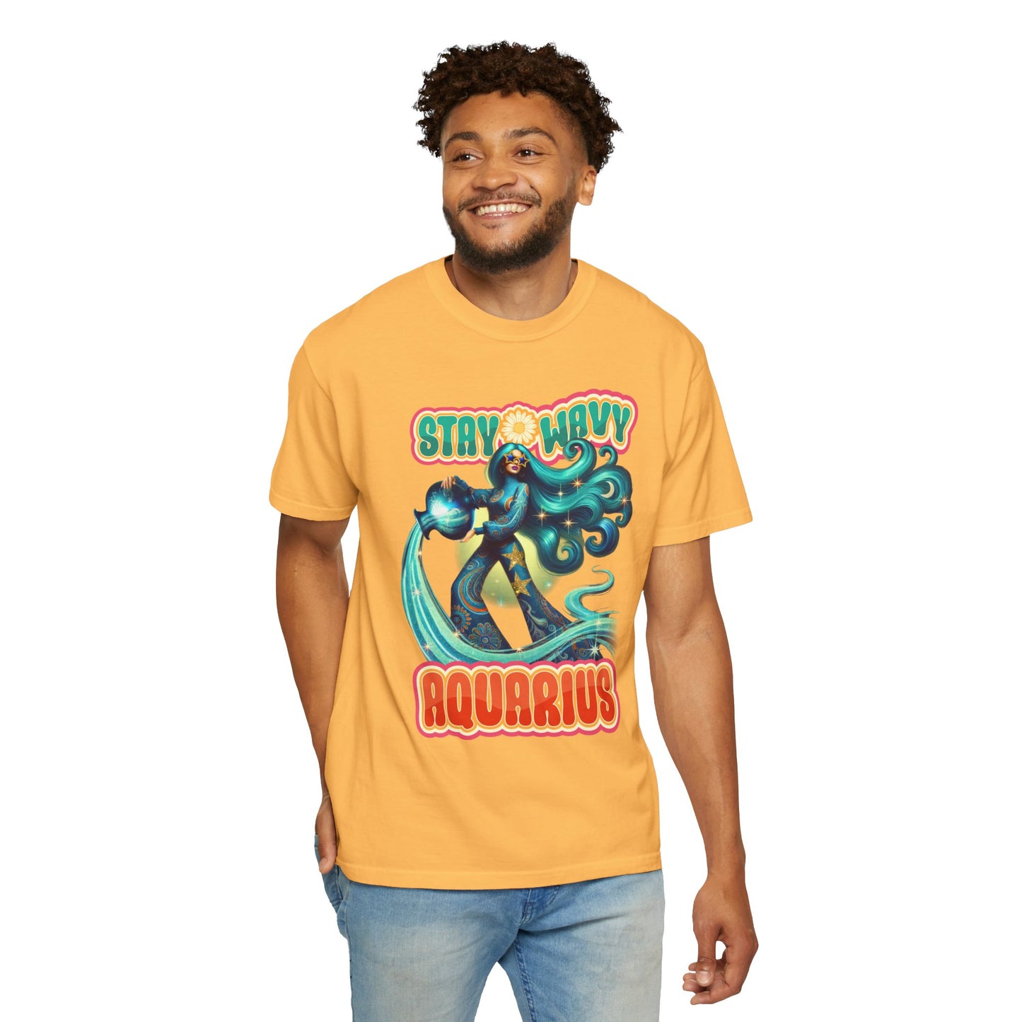 Stay Wavy Aquarius – Retro Water Bearer Zodiac Tee