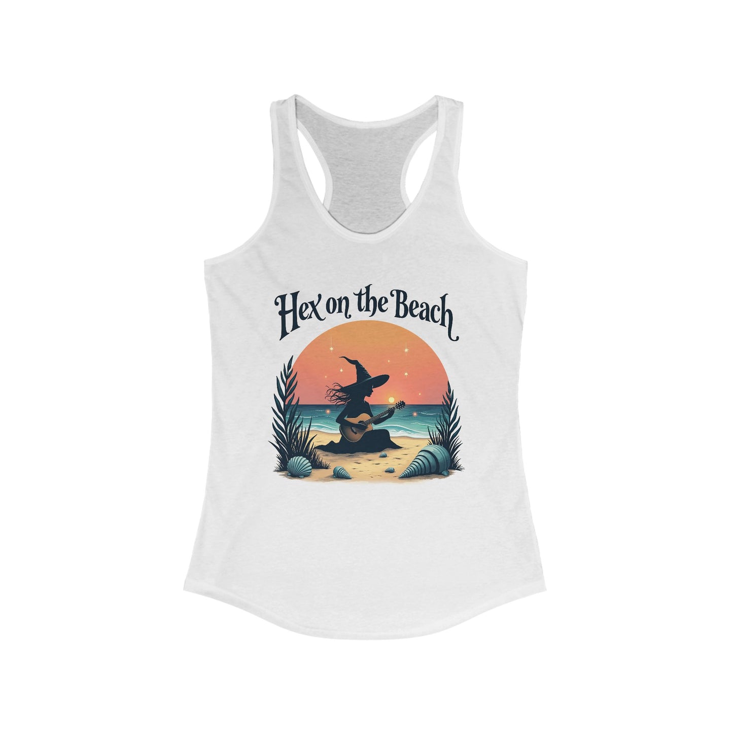 Hex on the Beach - Funny Guitar Witch Racerback Tank Top