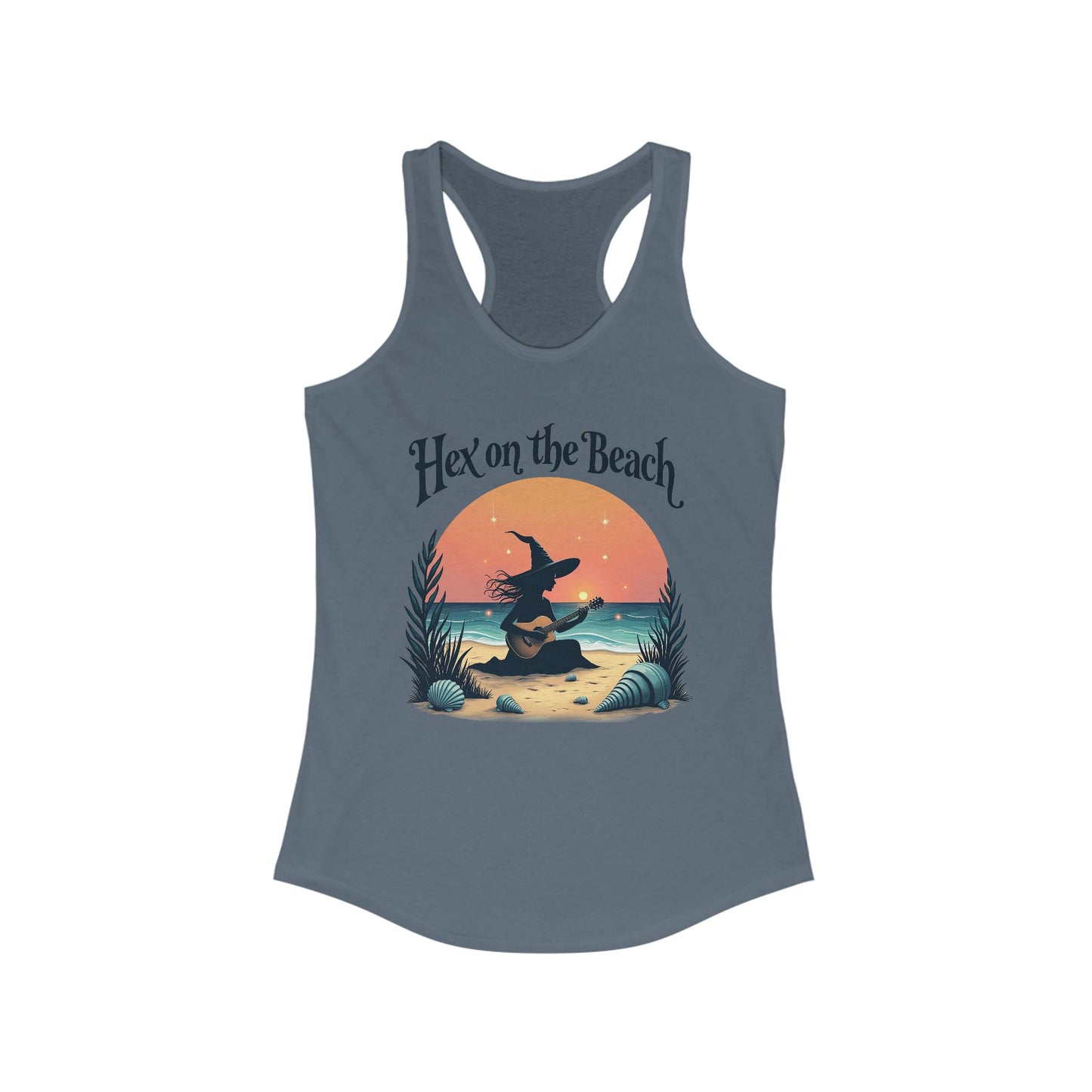 Hex on the Beach - Funny Guitar Witch Racerback Tank Top