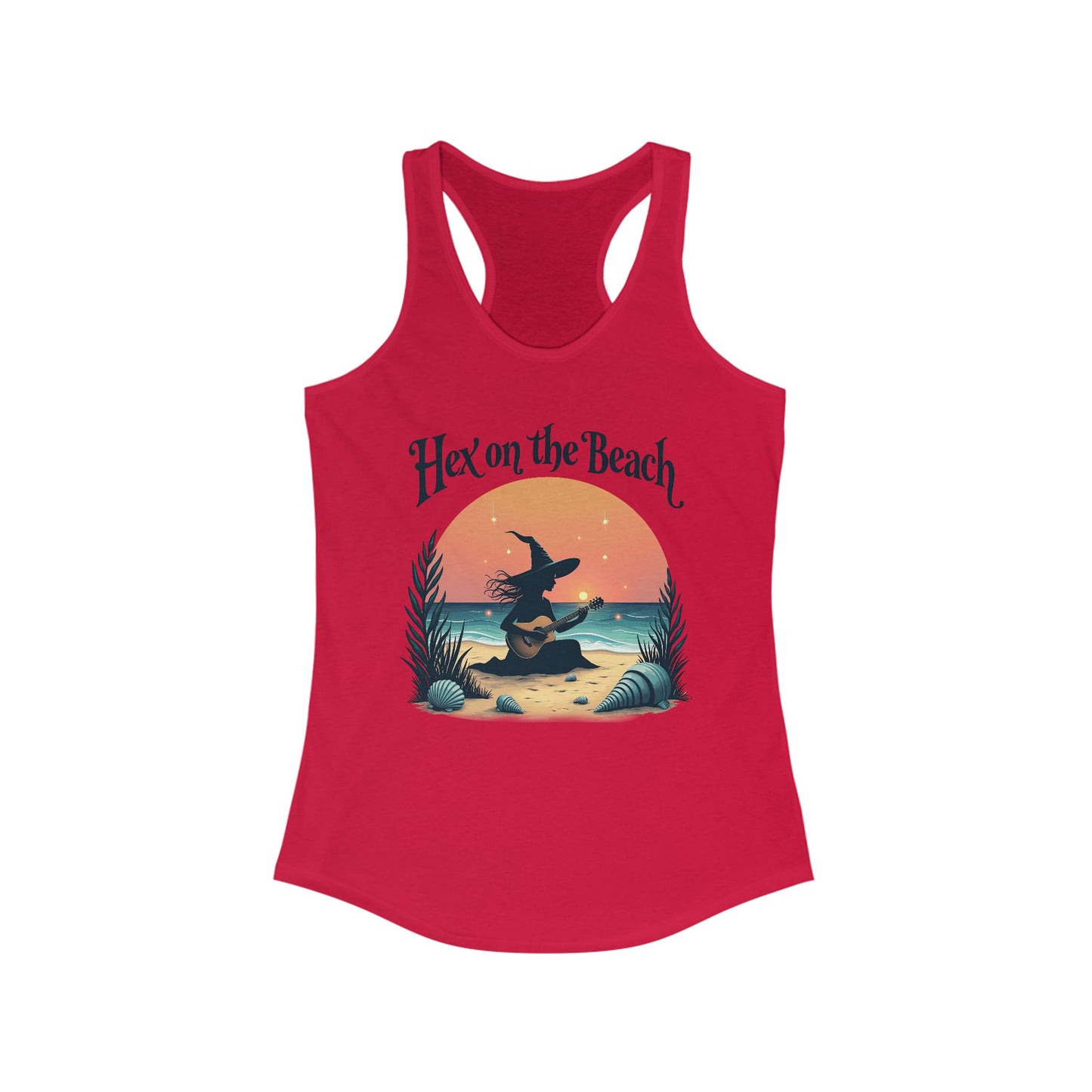 Hex on the Beach - Funny Guitar Witch Racerback Tank Top