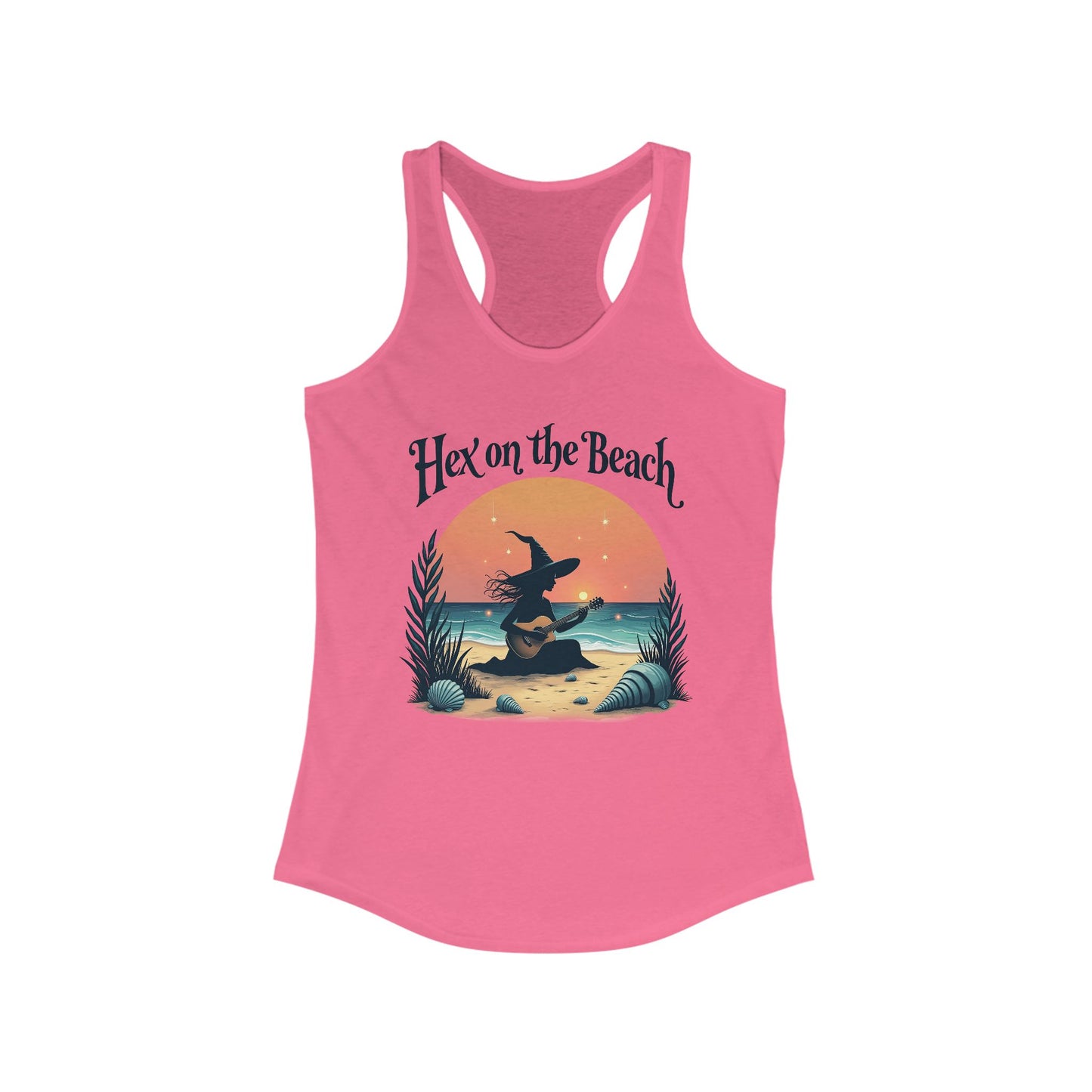 Hex on the Beach - Funny Guitar Witch Racerback Tank Top