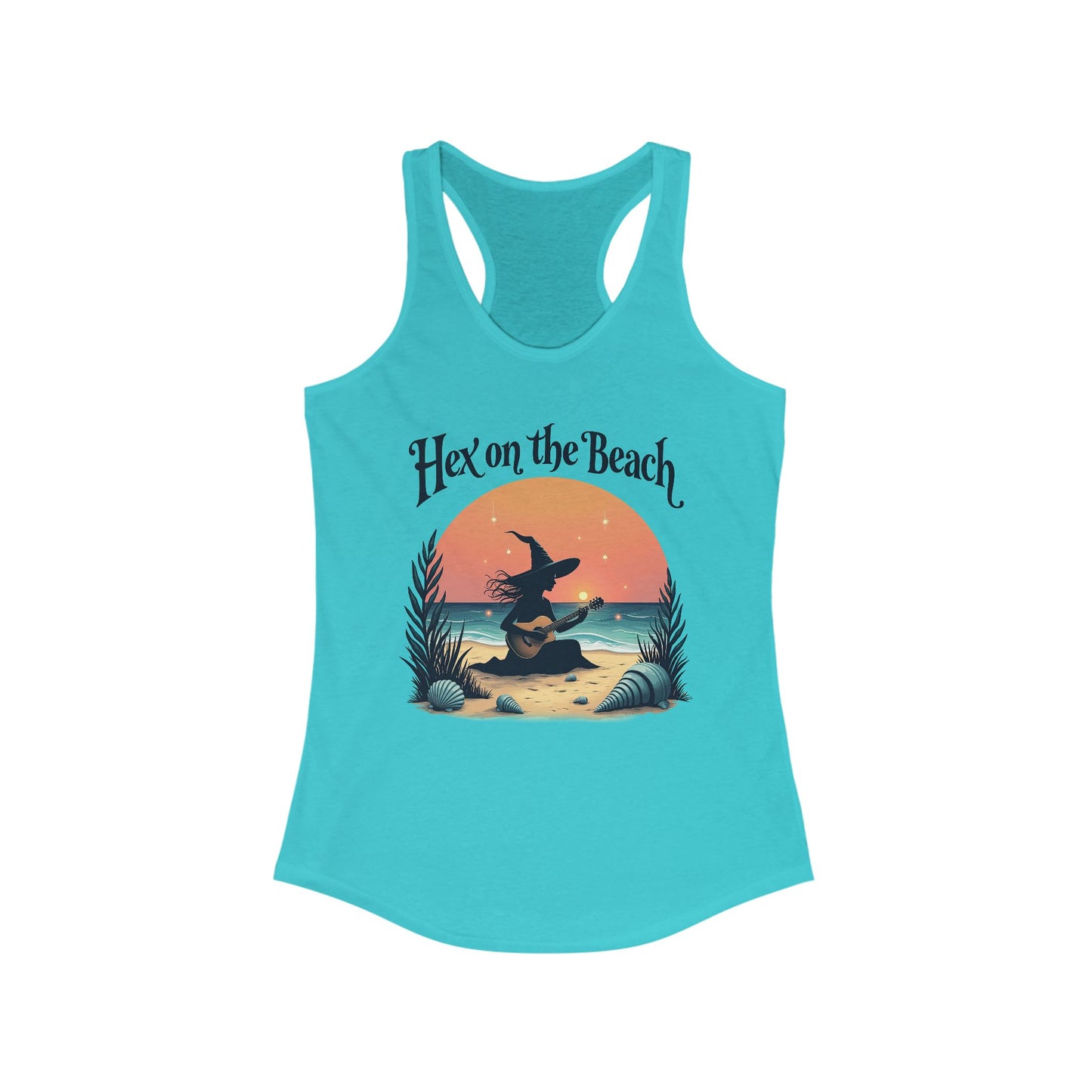 Hex on the Beach - Funny Guitar Witch Racerback Tank Top