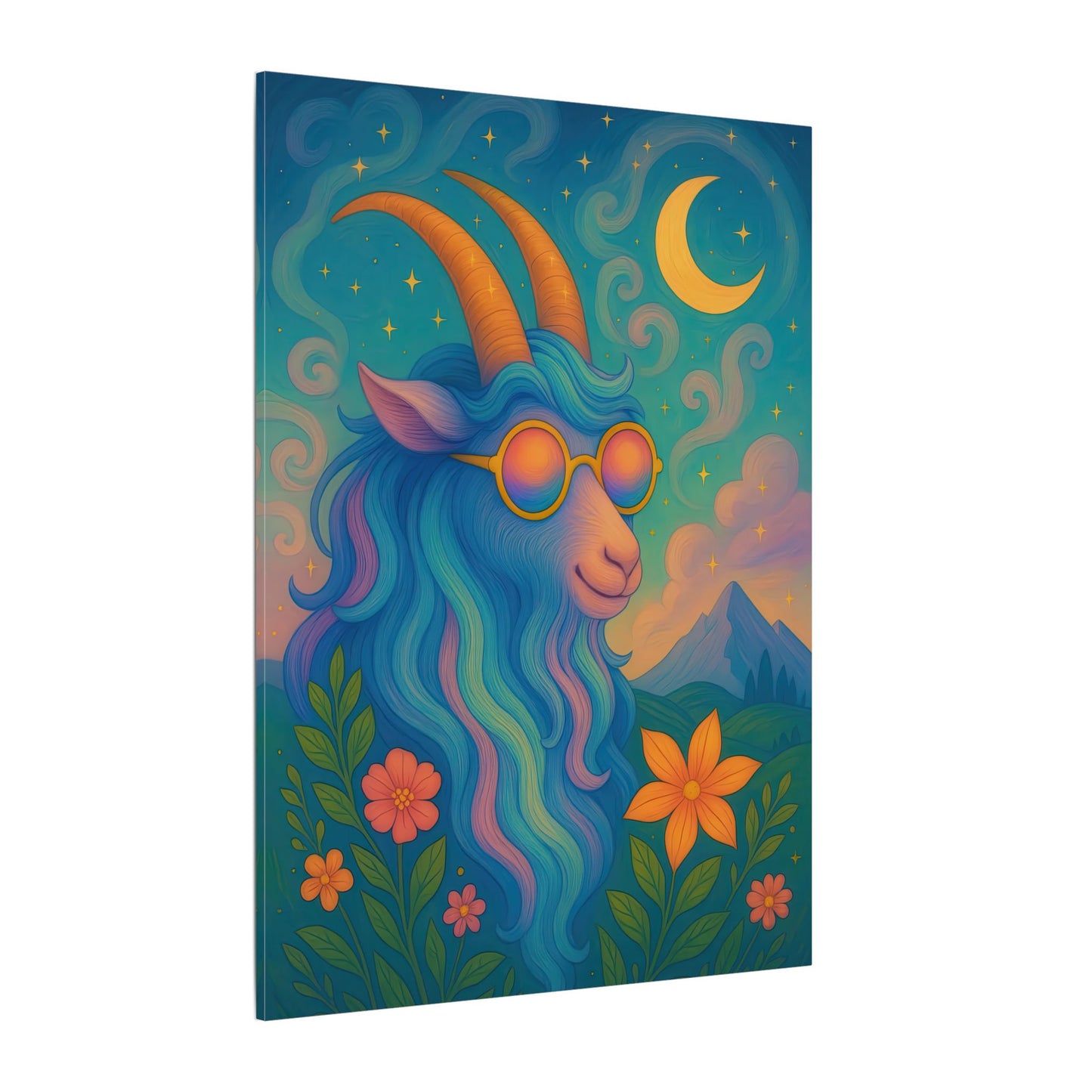 Capricorn Dreams – Radiant Retro Goat Wall Art