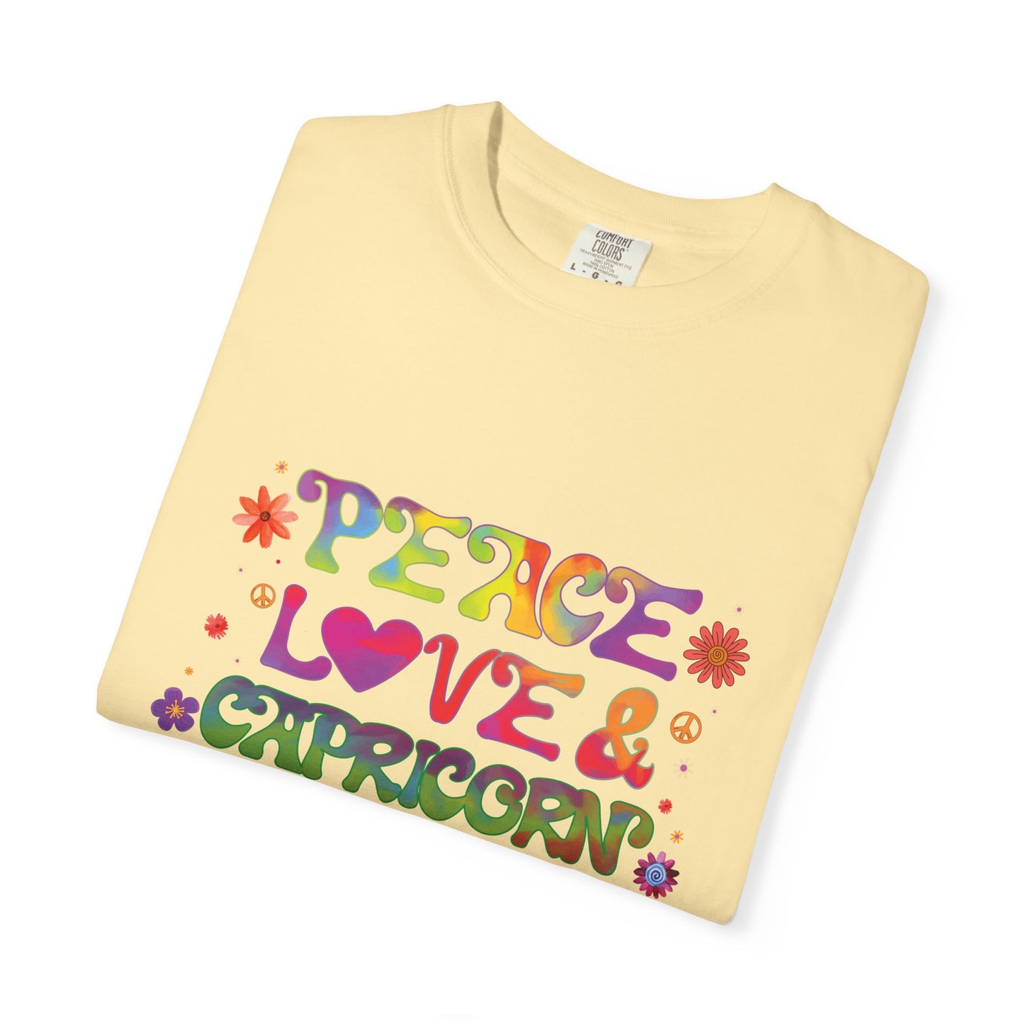 Peace Love & Capricorn β Groovy Hippie Zodiac Tee
