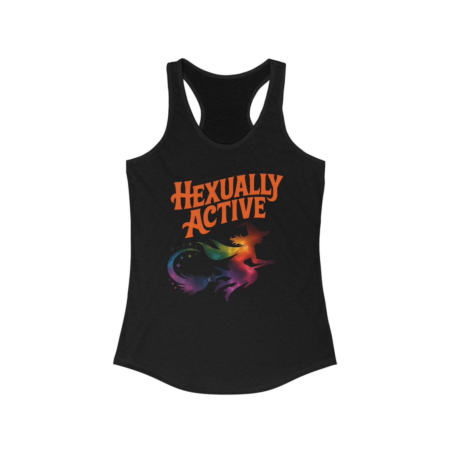 Hexually Active - Fun Witchy Women's Racerback Tank