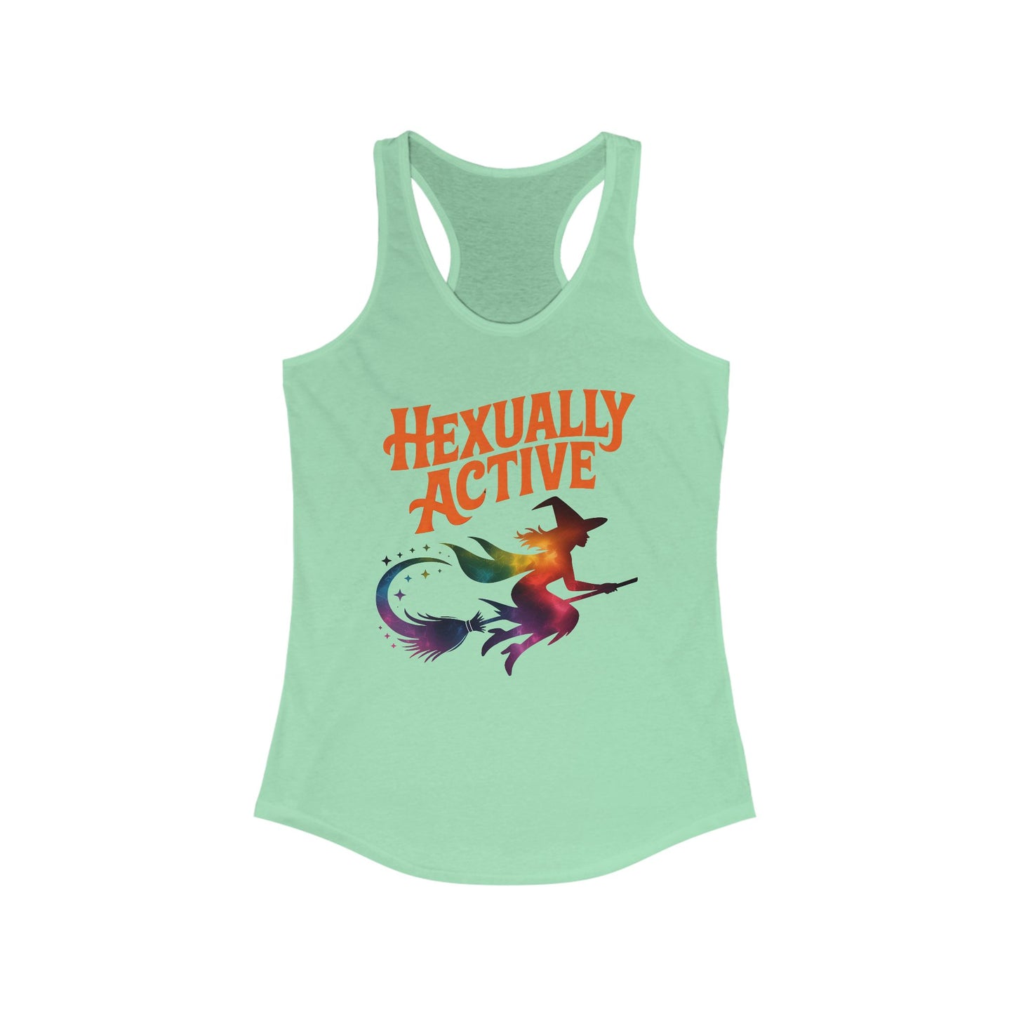 Hexually Active - Fun Witchy Women's Racerback Tank