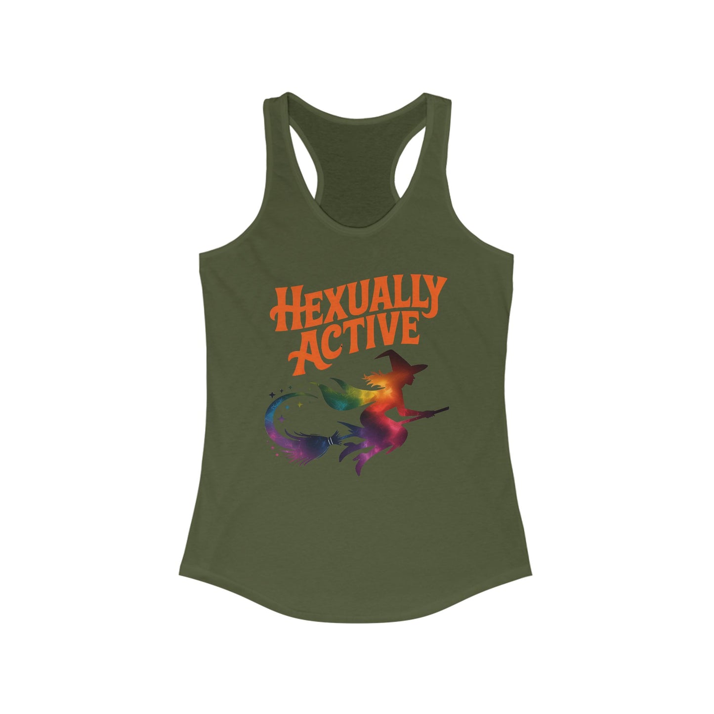Hexually Active - Fun Witchy Women's Racerback Tank