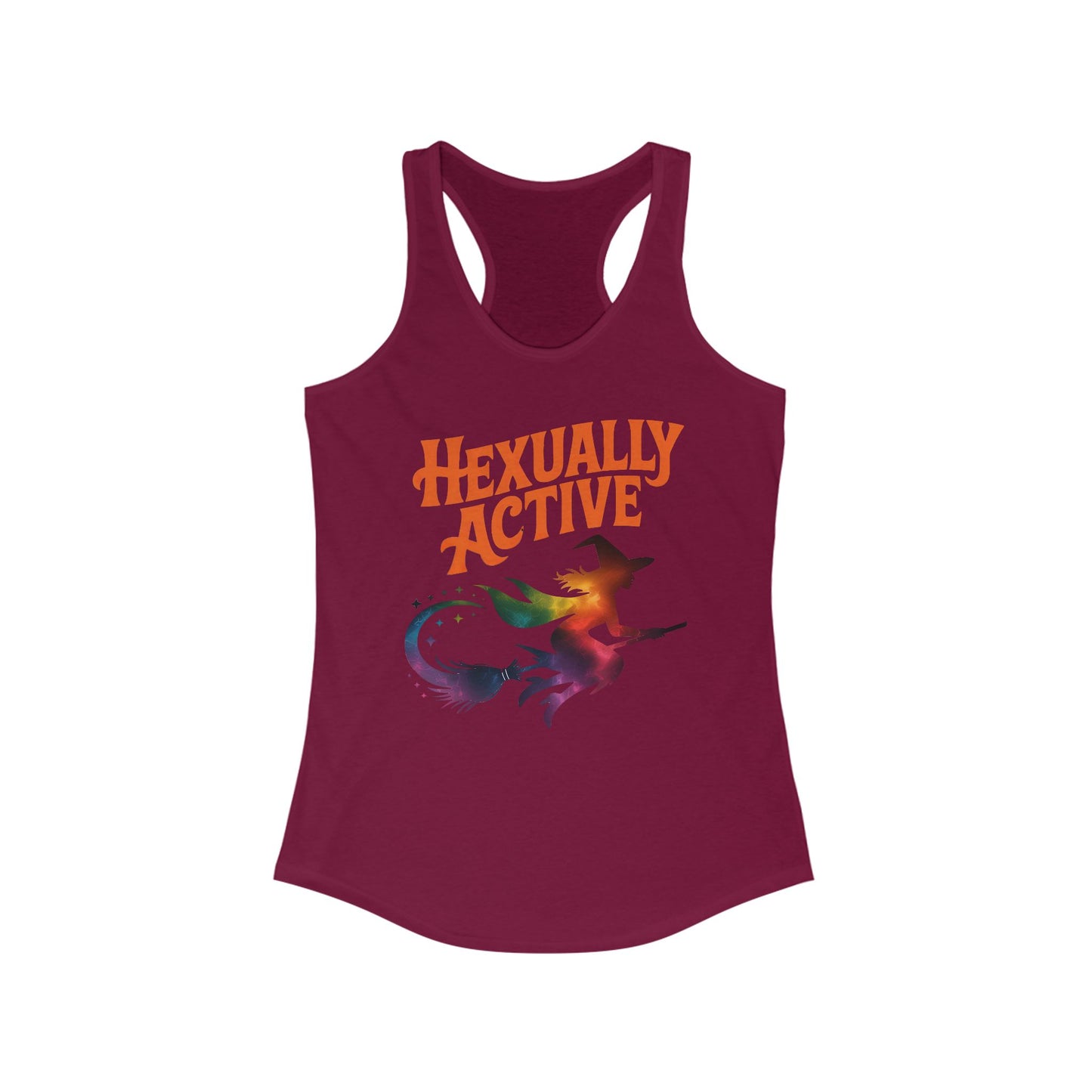 Hexually Active - Fun Witchy Women's Racerback Tank