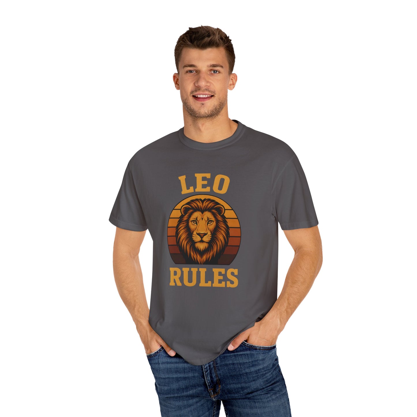 Leo Rules – Vintage Sunset Zodiac Tee