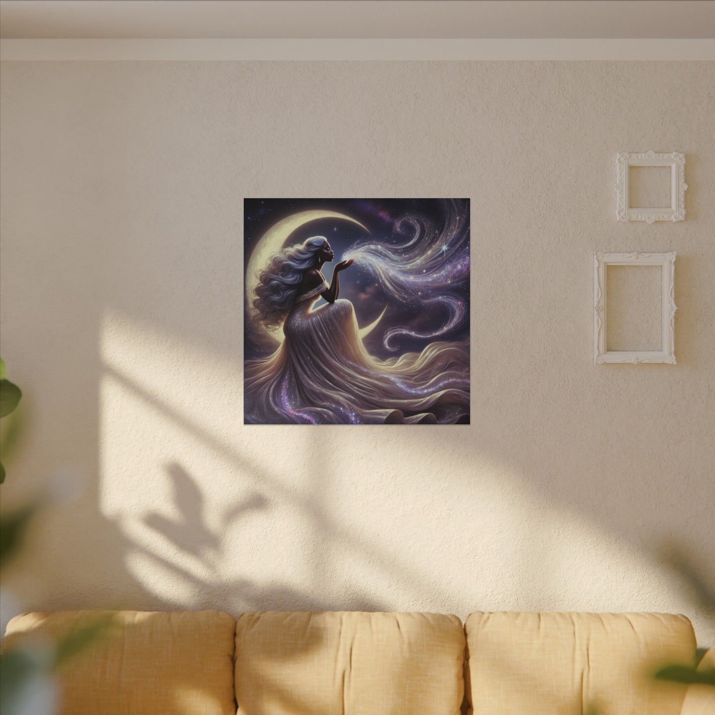 Stardust Wishes – Enchanted Moon Goddess Wall Art (Art Nouveau Inspired)