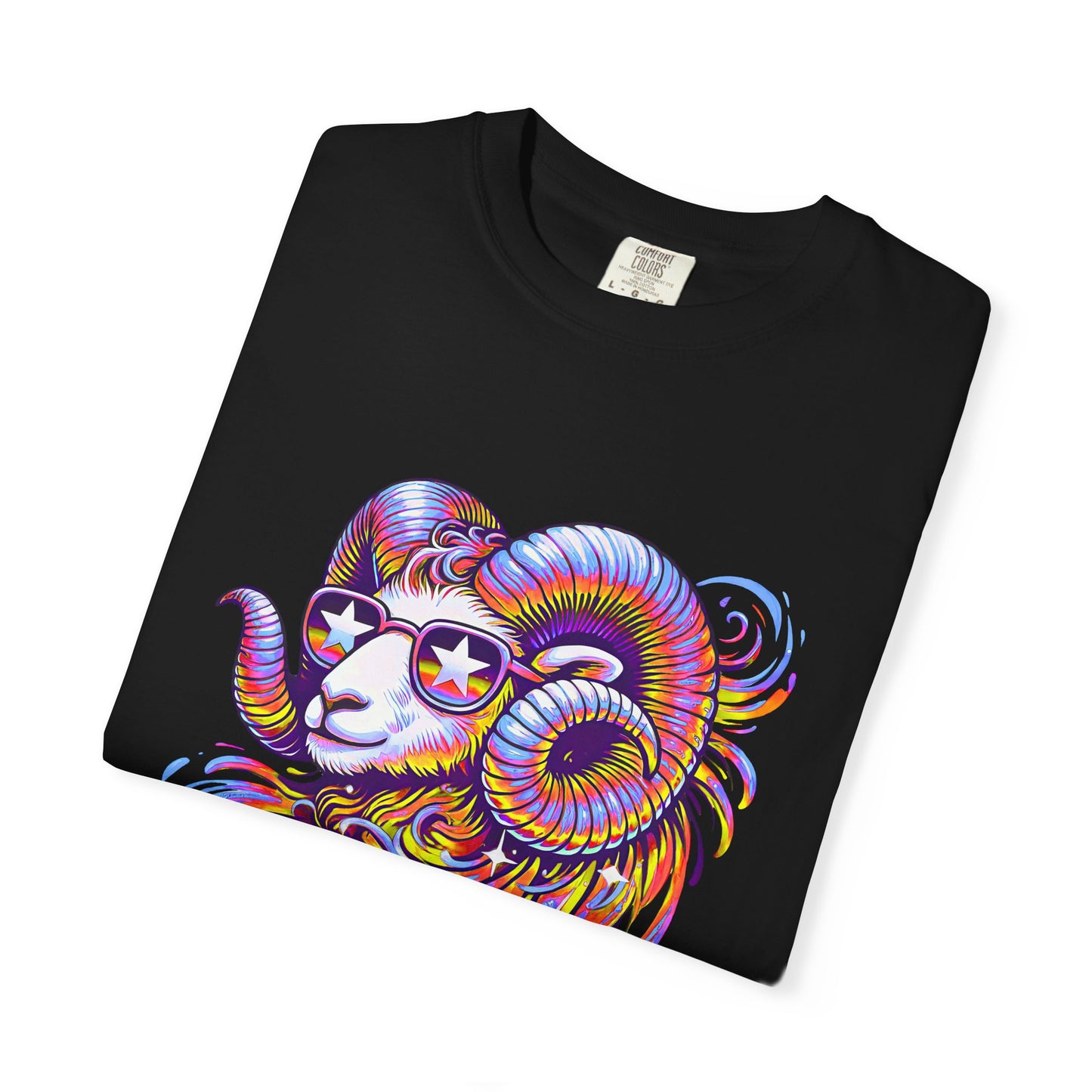 Psychedelic Aries Ram Tee – Retro Multicolor Zodiac Shirt