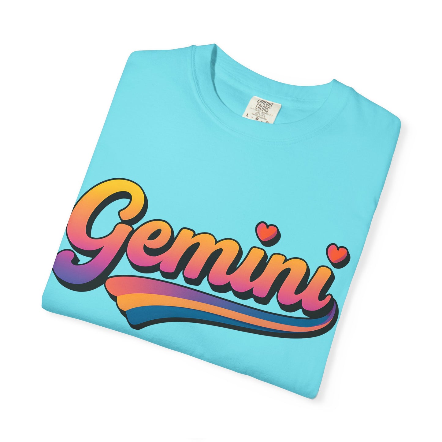 Gemini Retro Rainbow Heart Astrology Tee