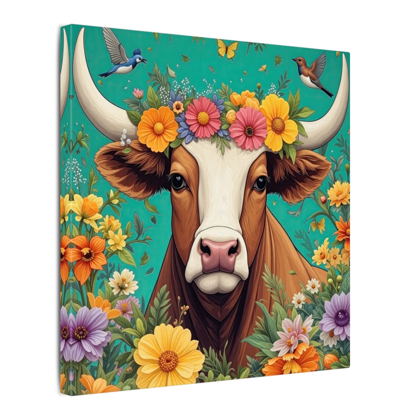 Bull in Bloom – Colorful Floral Taurus Wall Art