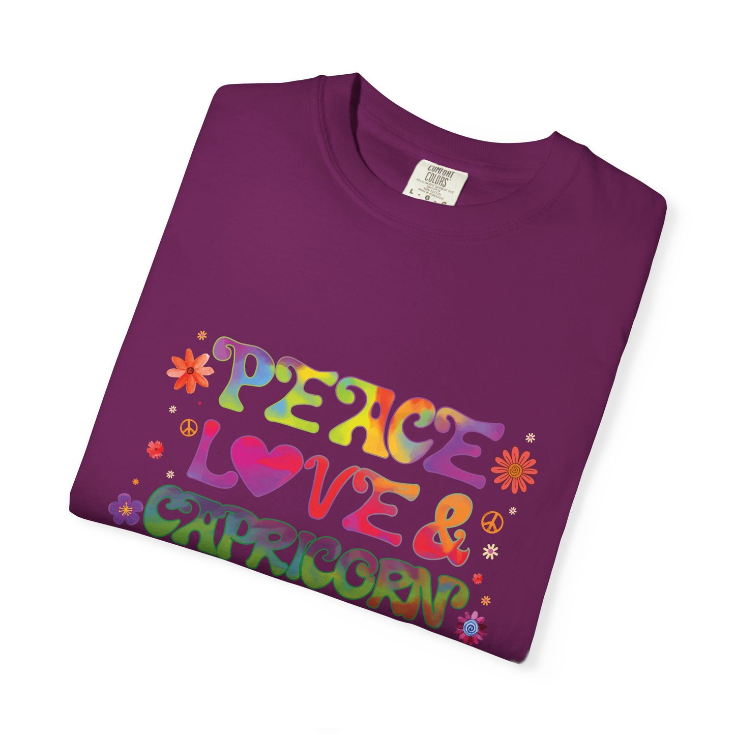 Peace Love & Capricorn β Groovy Hippie Zodiac Tee