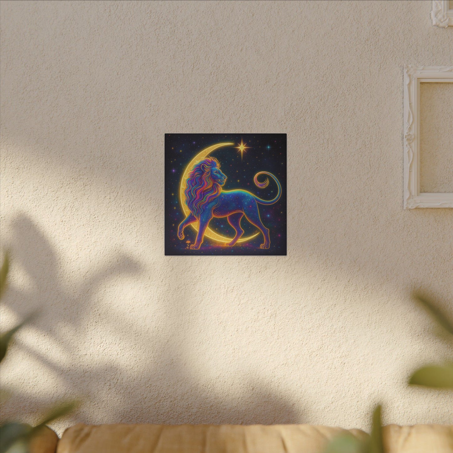 Radiant Rainbow Lion – Celestial Wall Art (Leo Inspired)