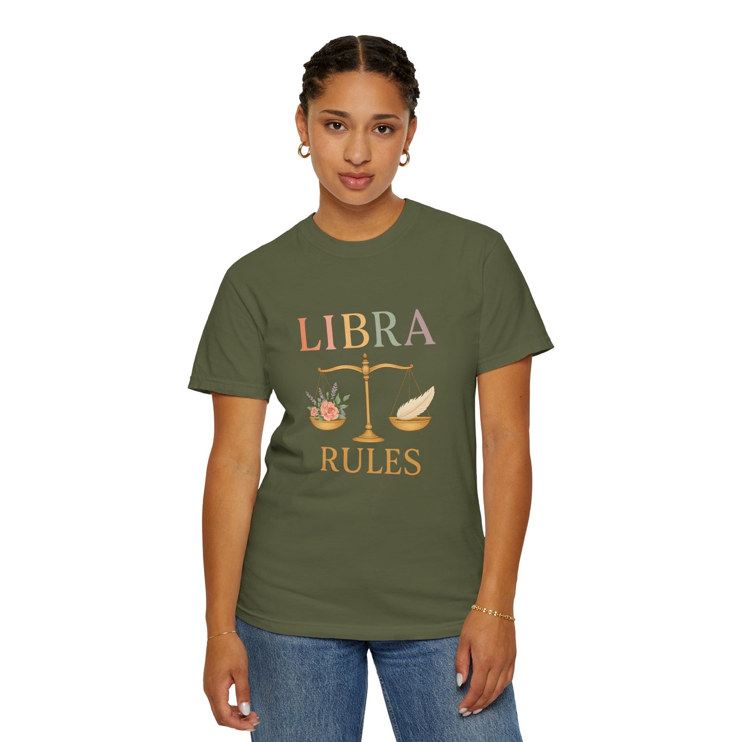 Libra Rules – Elegant Floral Zodiac Balance Tee