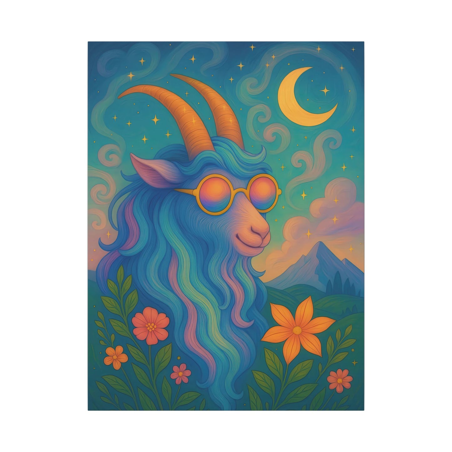 Capricorn Dreams – Radiant Retro Goat Wall Art