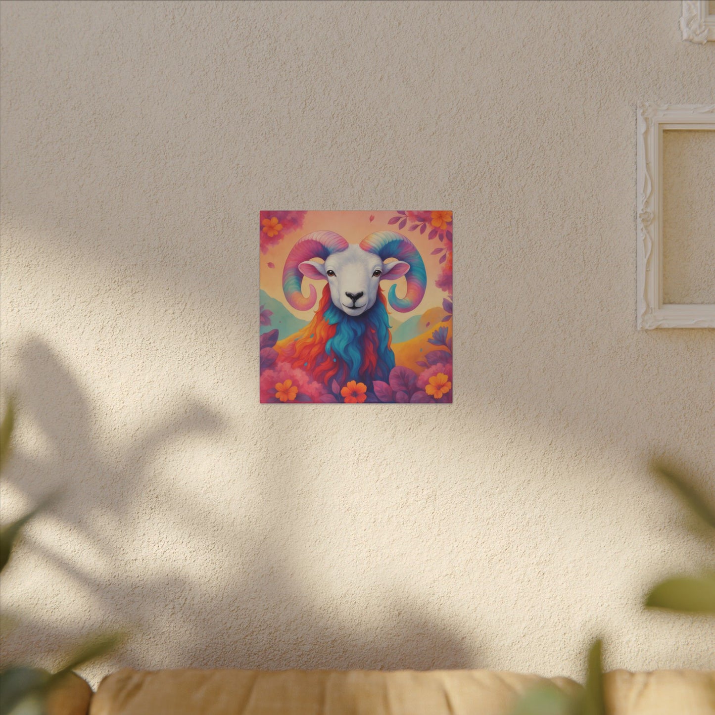 Rainbow Ram - Radiant Blossoms (Aries inspired) Wall Art