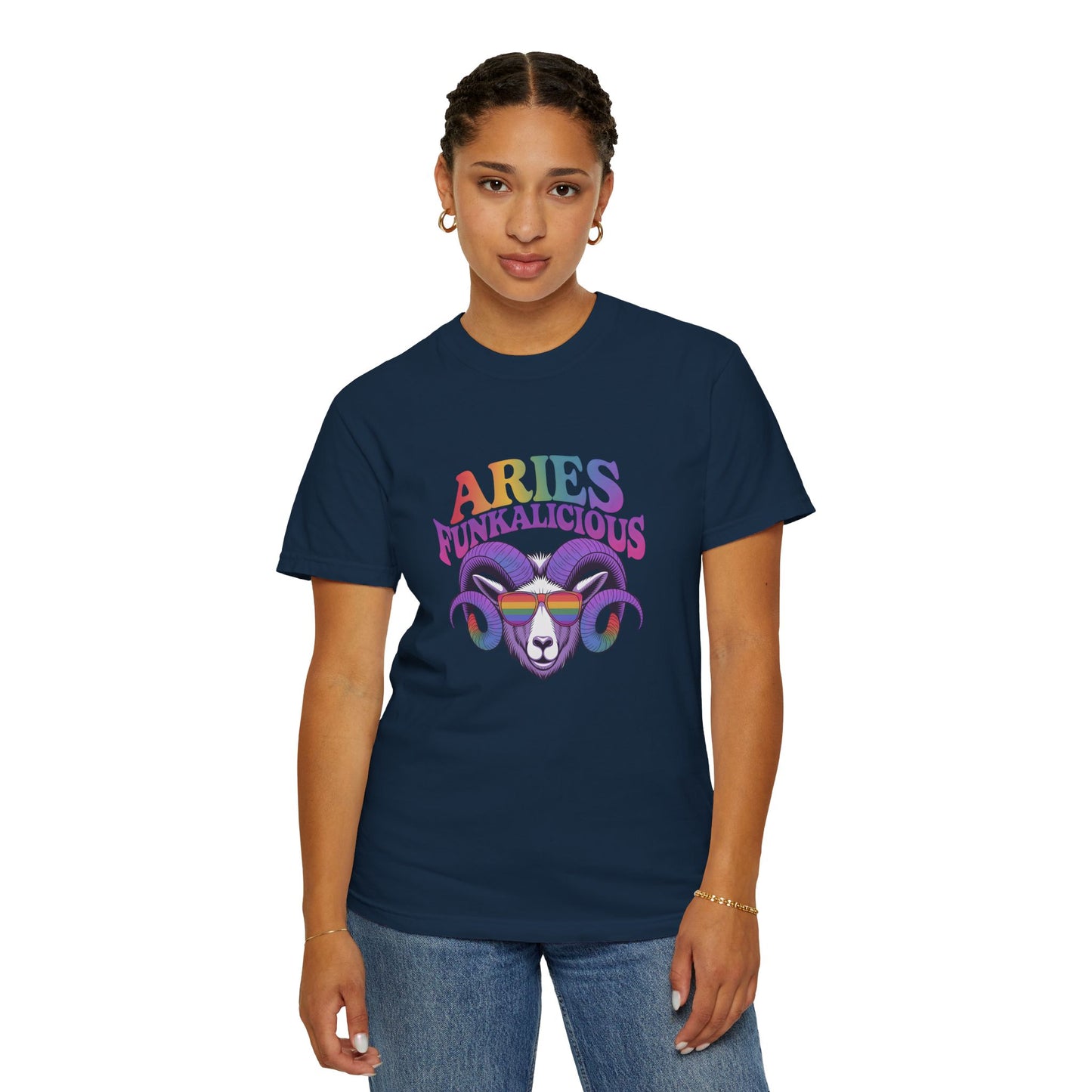 Aries Funkalicious – Rainbow Retro Ram Zodiac Tee
