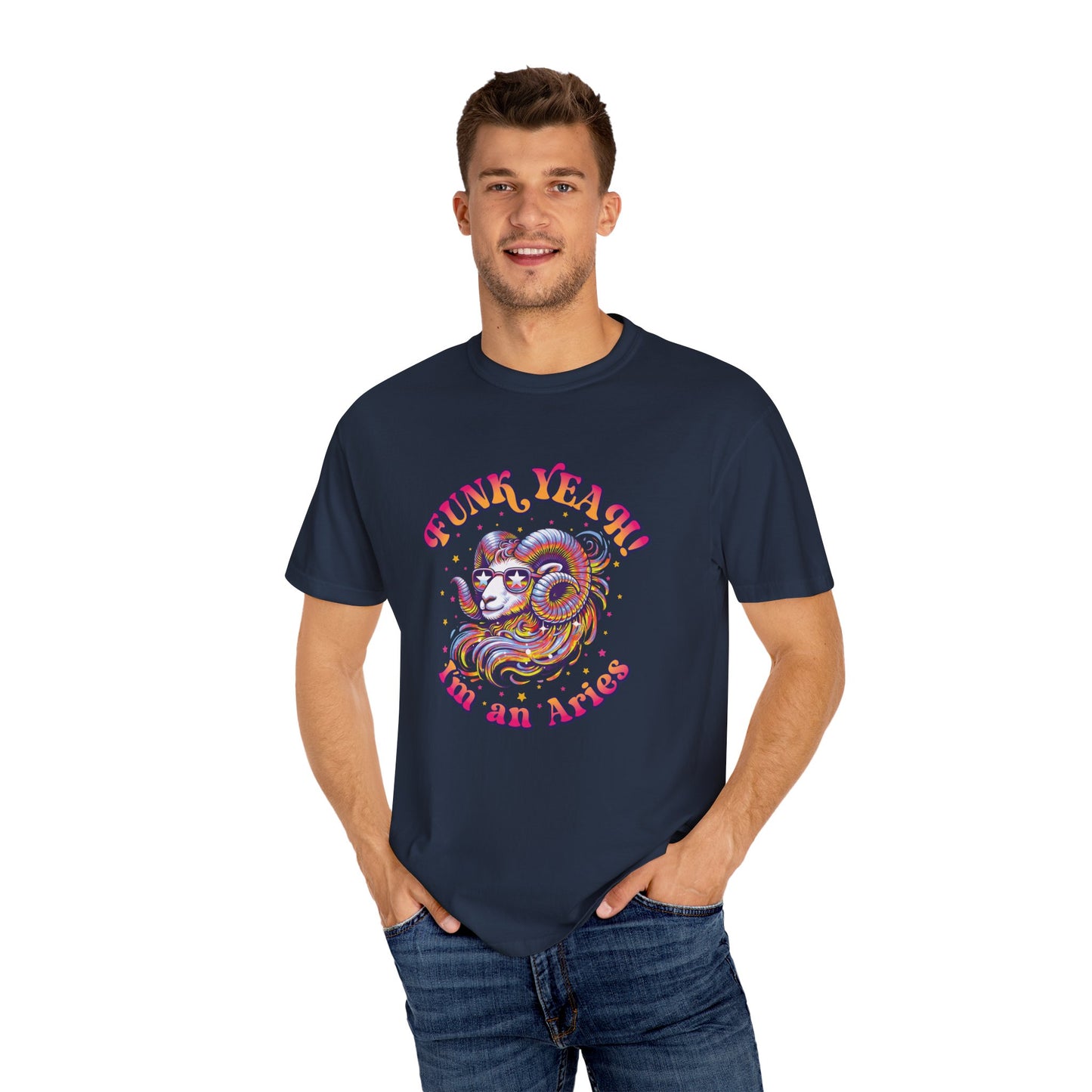 FUNK YEAH!! I’m an Aries Tee – Retro Multicolor Zodiac Shirt, Groovy Fun Style