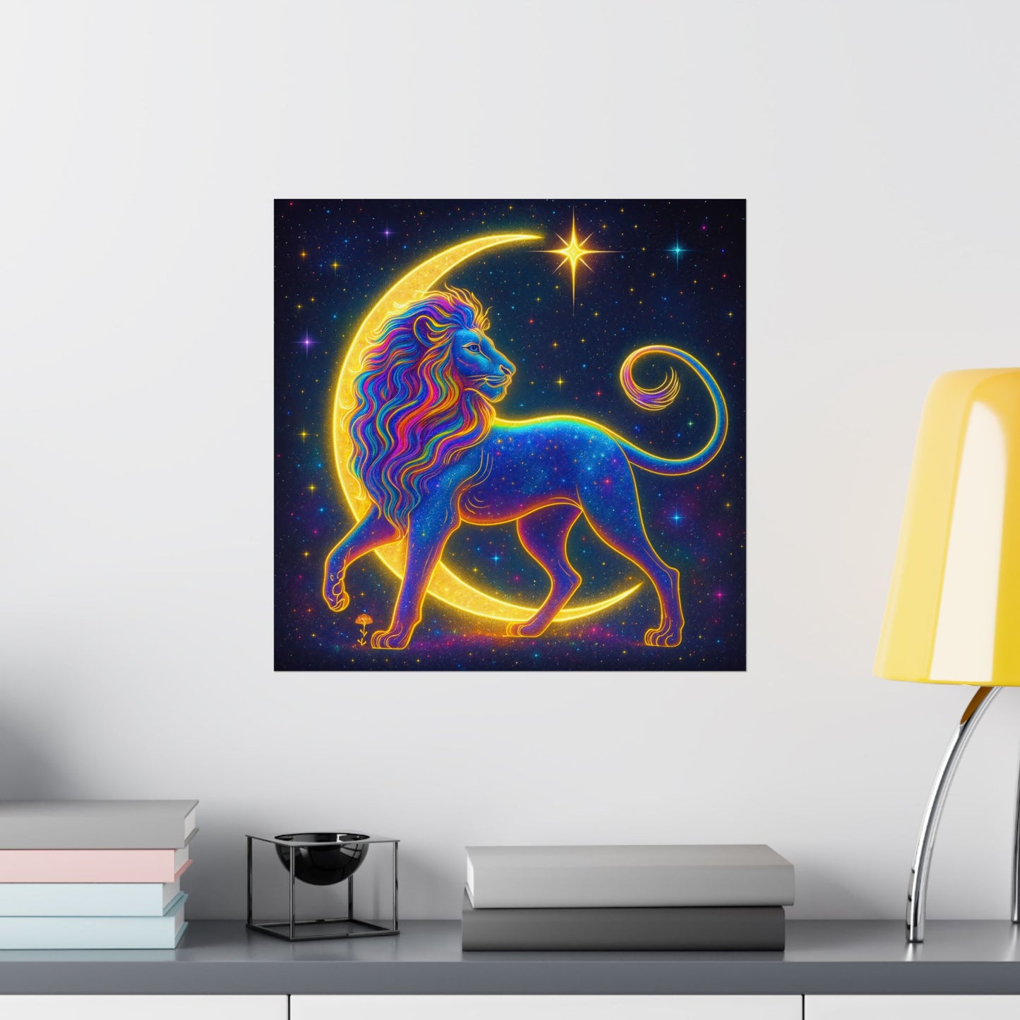 Luminous Lion – Crescent Moon Wall Art Print (Leo Zodiac Inspired)