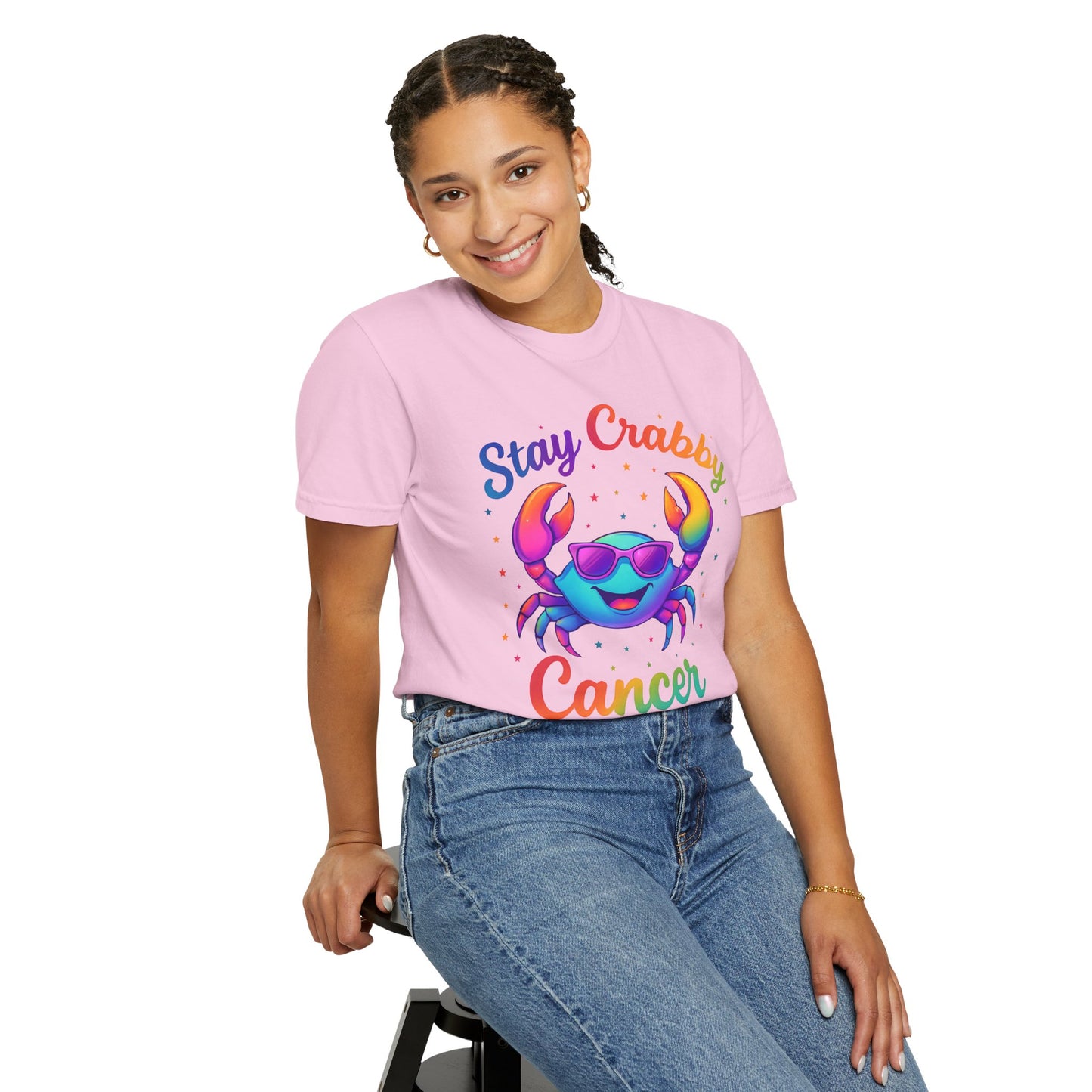 Stay Crabby Cancer – Rainbow Retro Crab