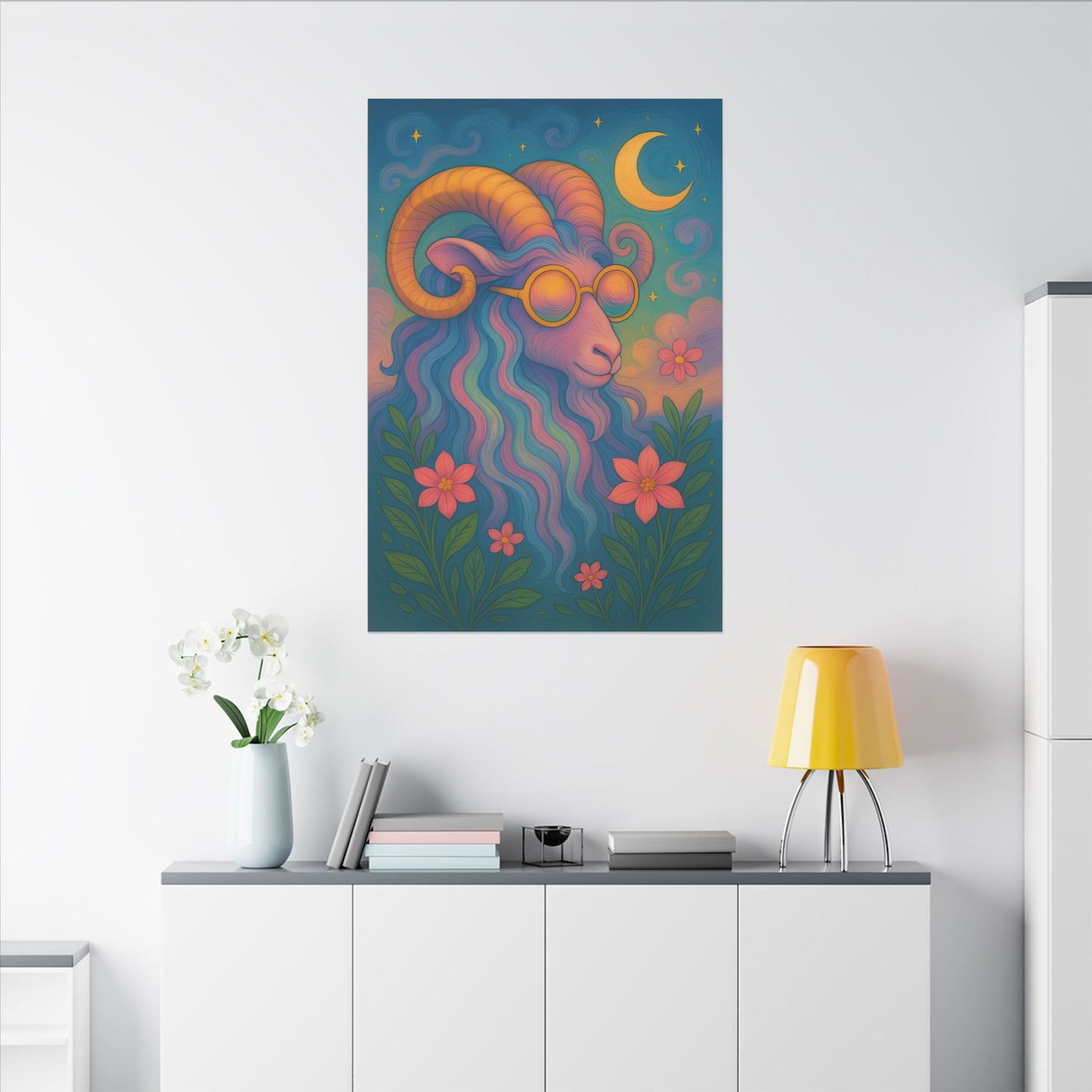 Aries Dream - Radiant Retro Ram Wall Art