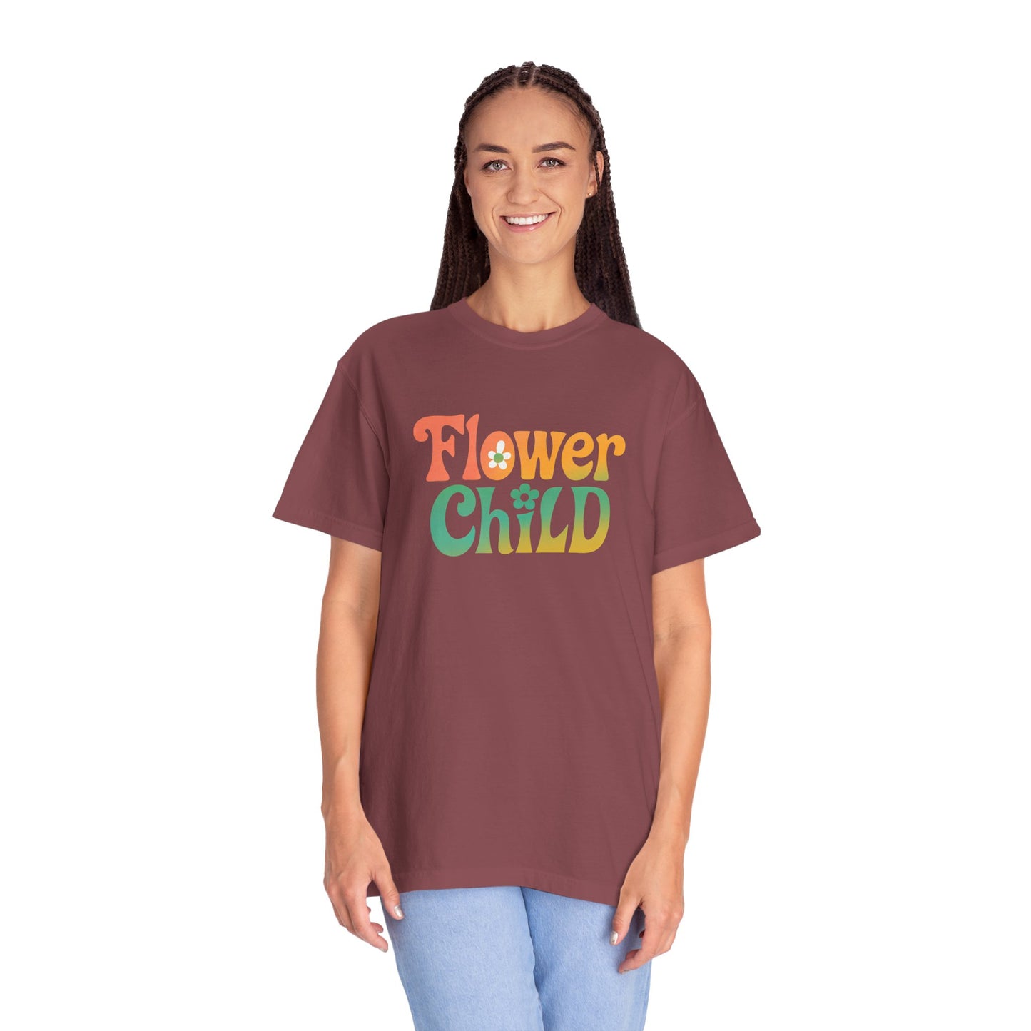 Flower Child Retro Colorful Tee – Groovy 70s Comfort Colors Shirt