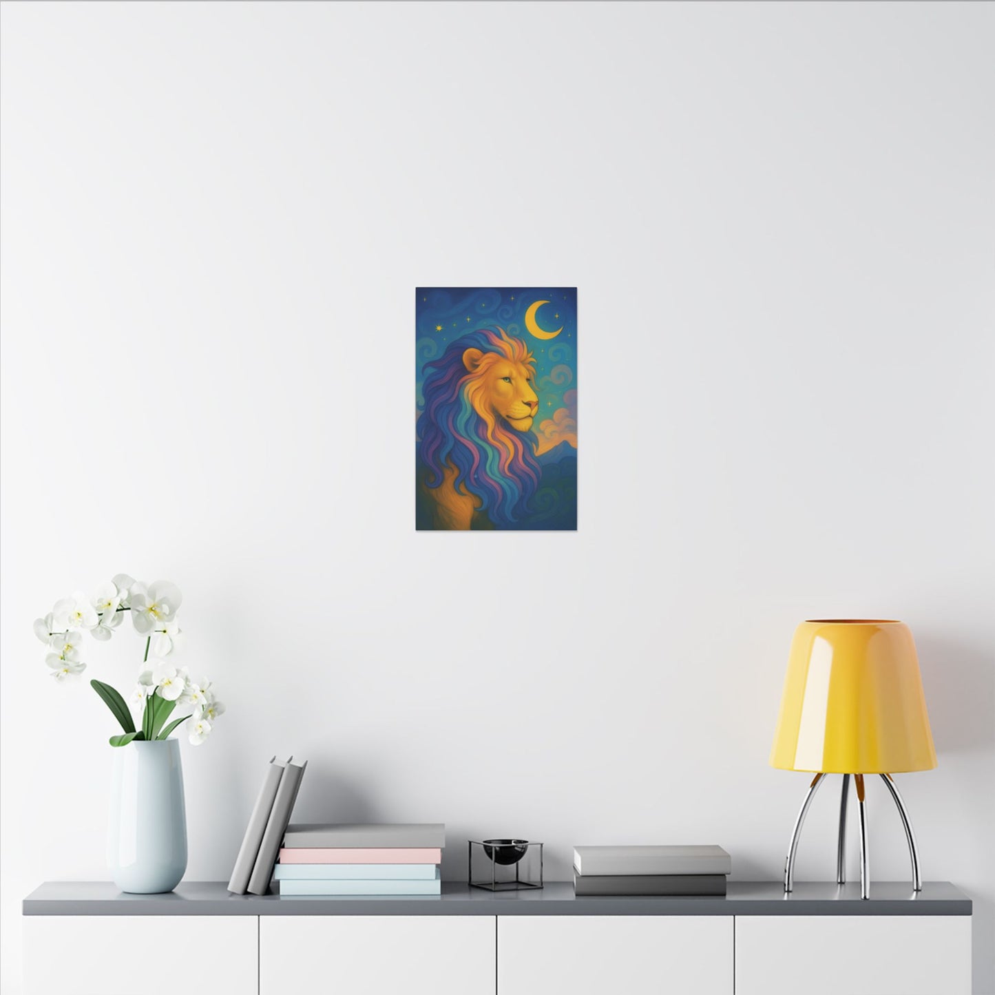 Moonlit Majesty – Luminous Lion Wall Art (Leo Inspired)