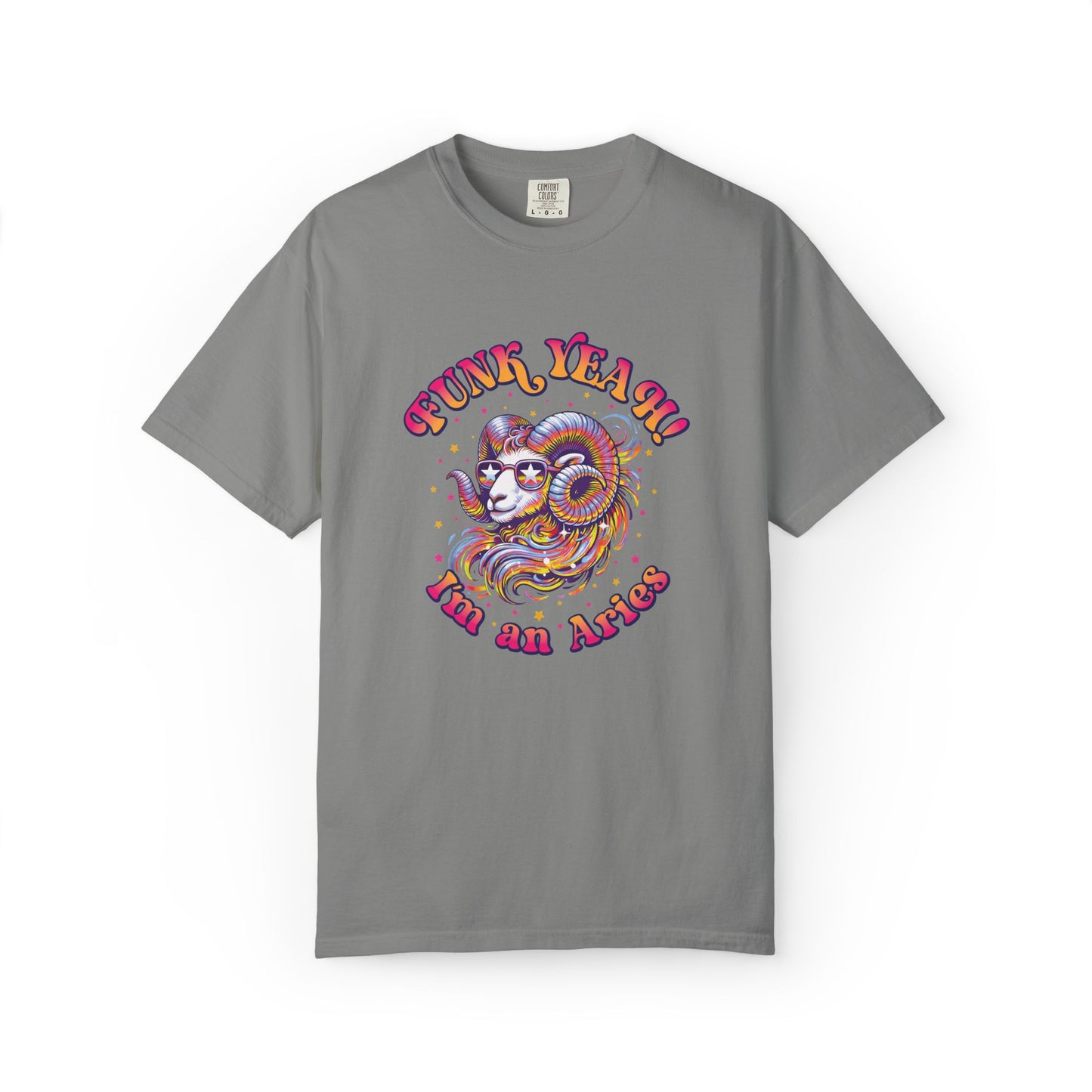 FUNK YEAH!! I’m an Aries Tee – Retro Multicolor Zodiac Shirt, Groovy Fun Style