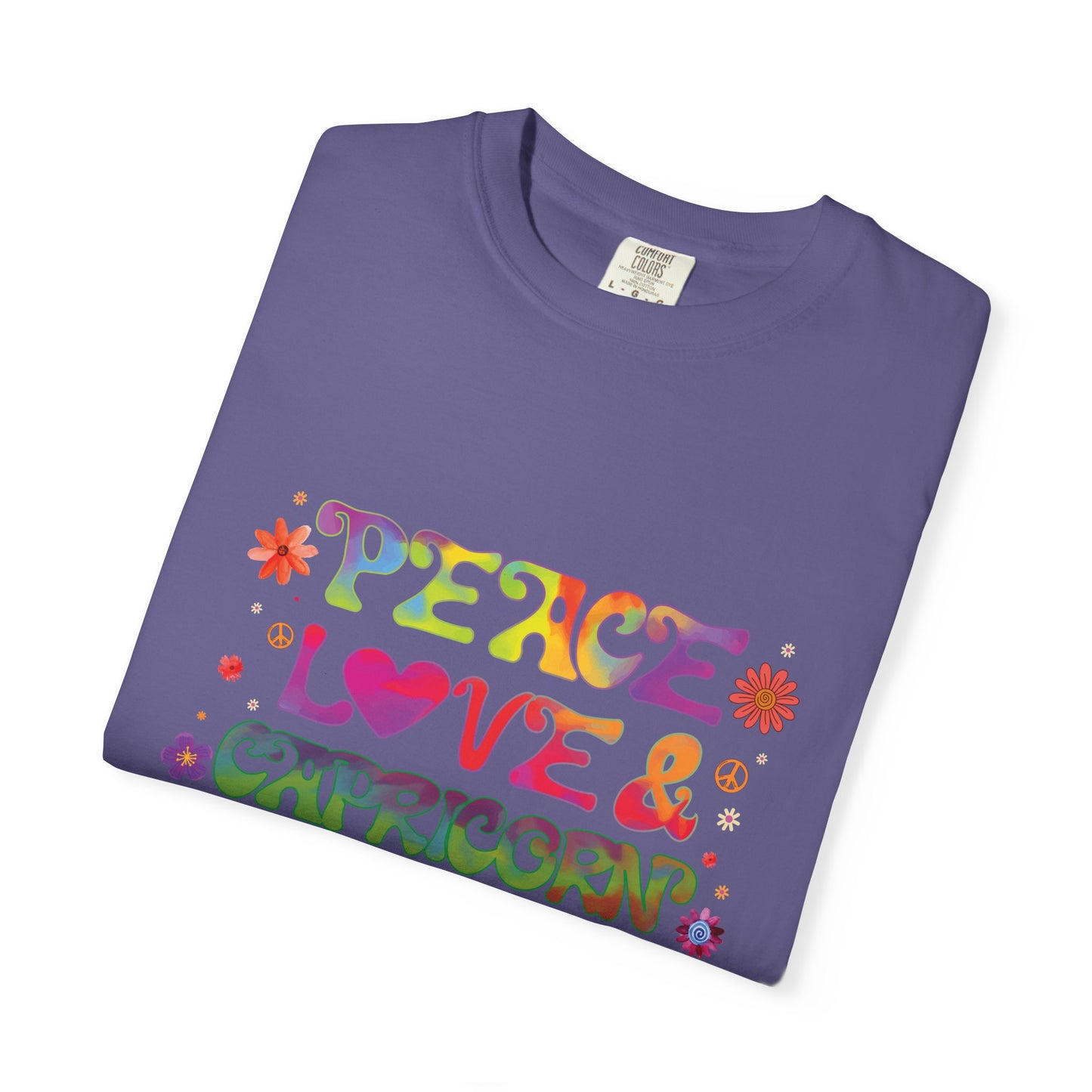 Peace Love & Capricorn β Groovy Hippie Zodiac Tee