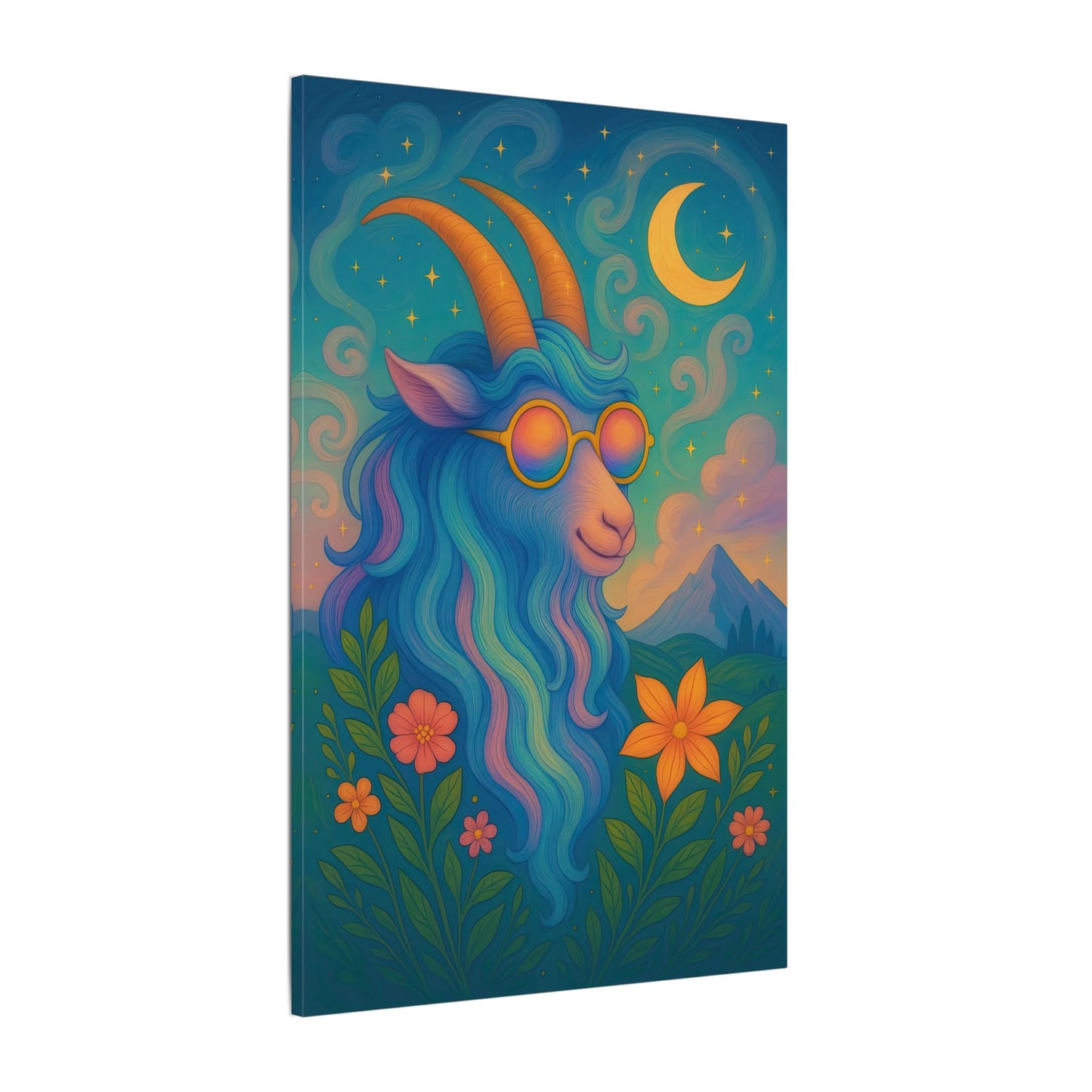 Capricorn Dreams – Radiant Retro Goat Wall Art