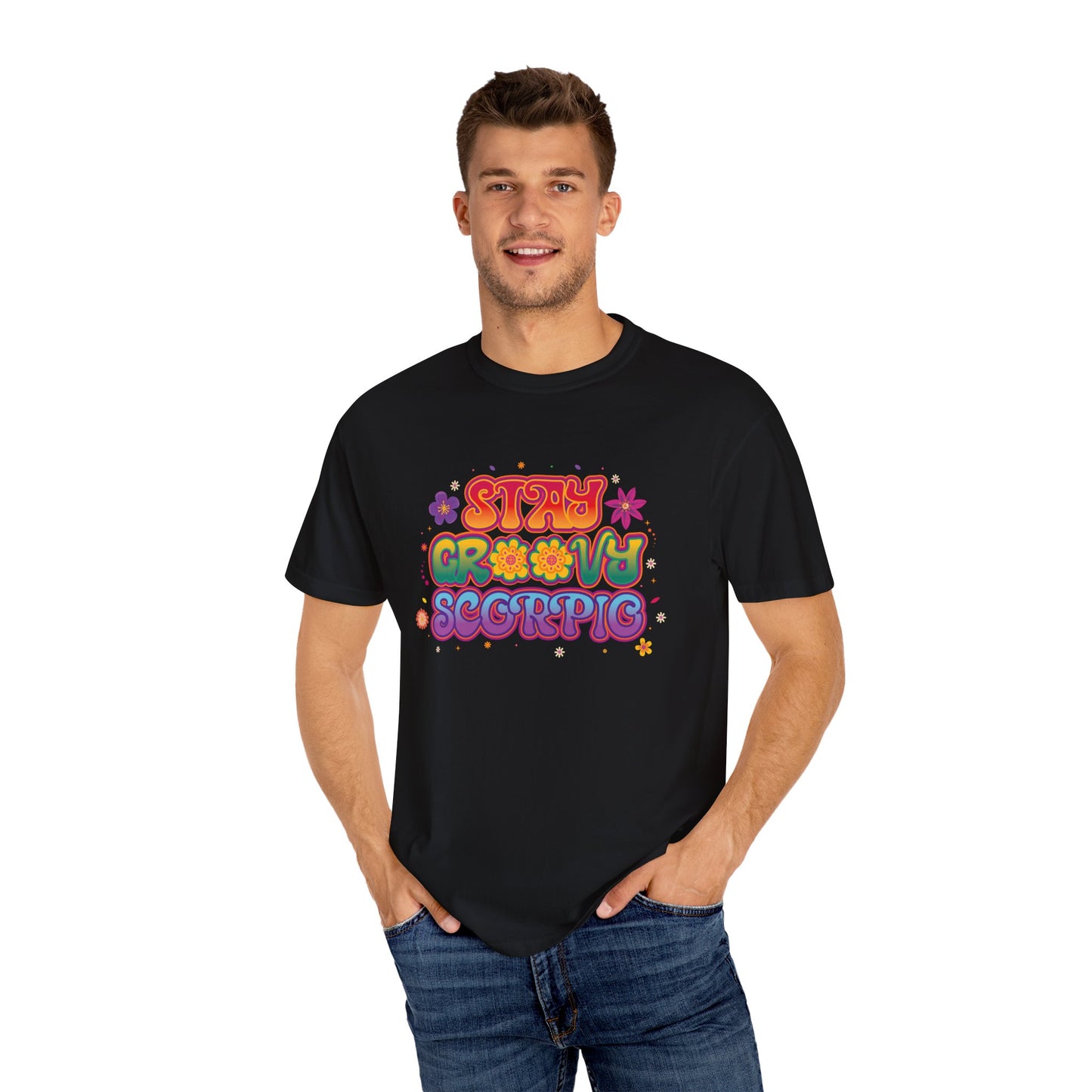 Stay Groovy Scorpio Tee – Groovy Flower Power Zodiac Shirt