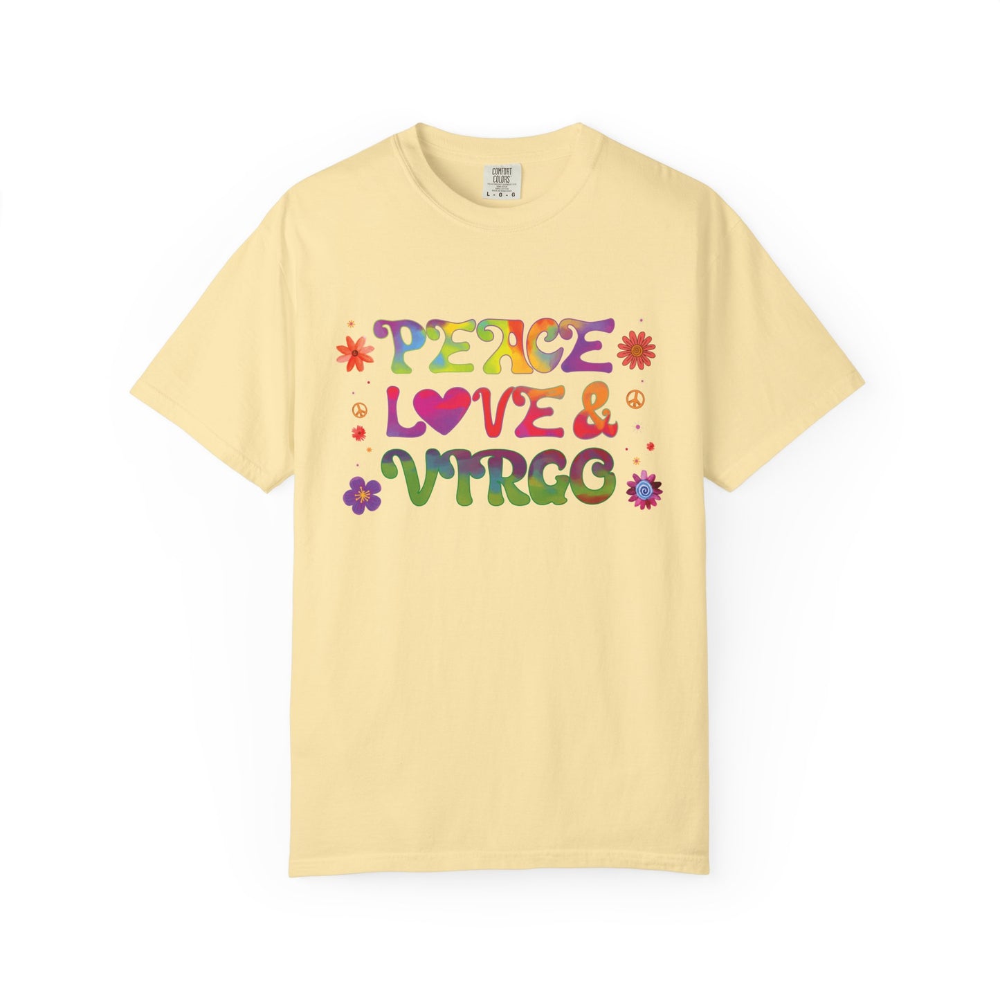 Peace Love & Virgo – Retro Hippie Zodiac Tee